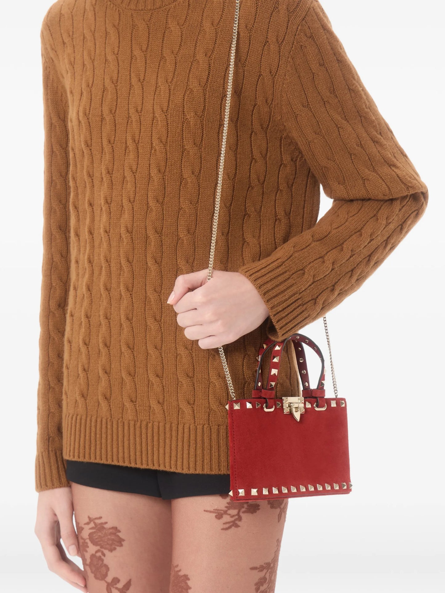 Rockstud mini suede shopping bag