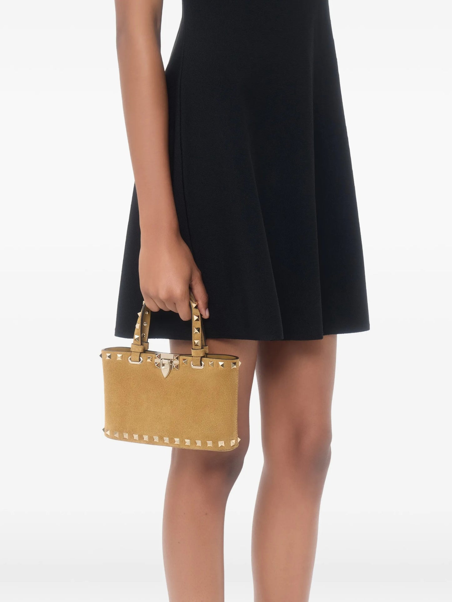 Rockstud mini suede shopping bag
