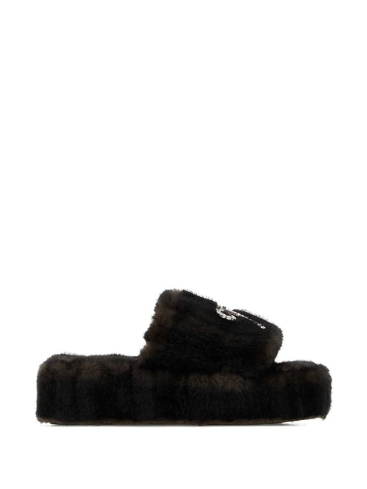 crystal-embellished platform slippers