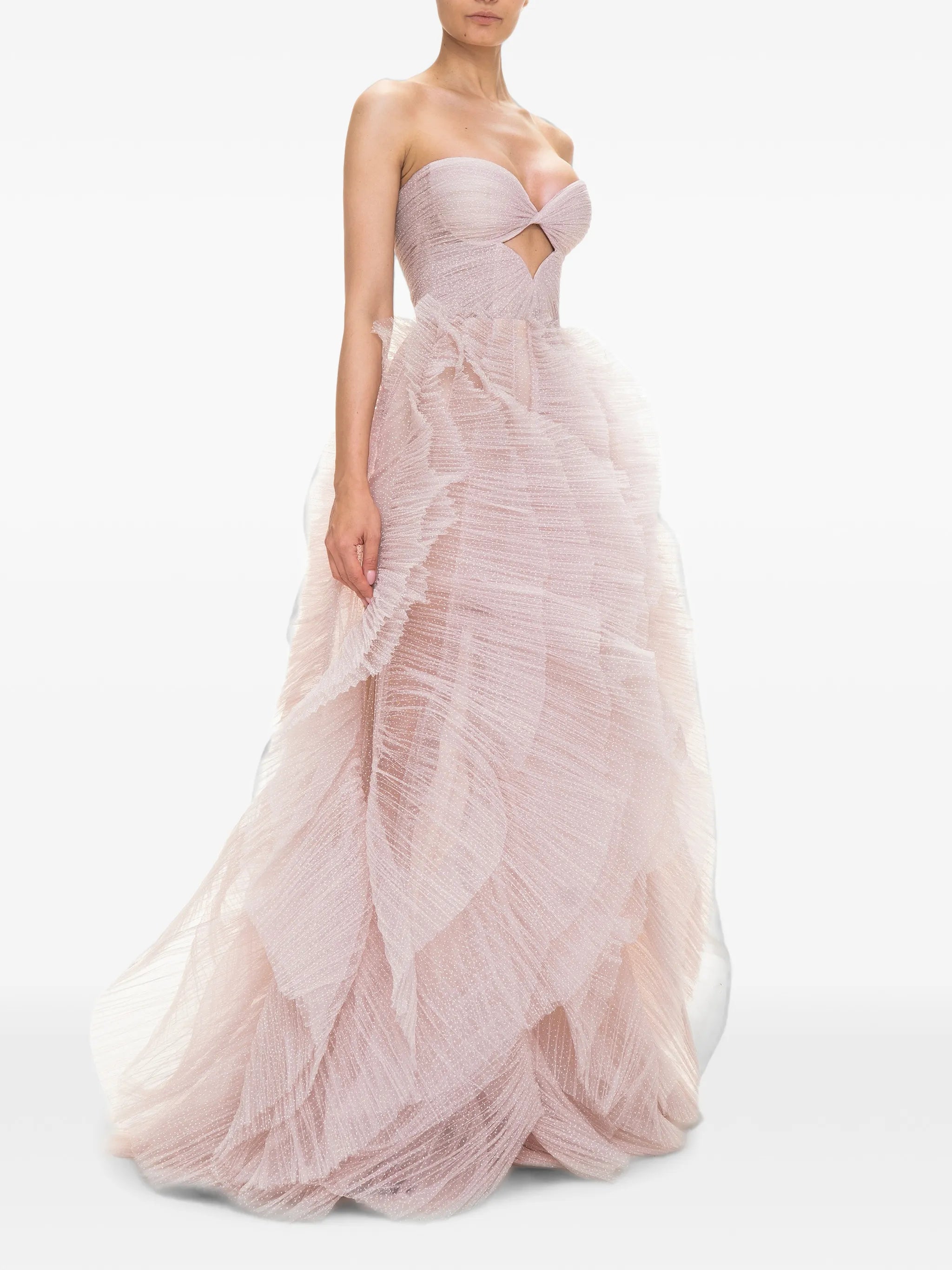 ruffled lace-up maxi dress