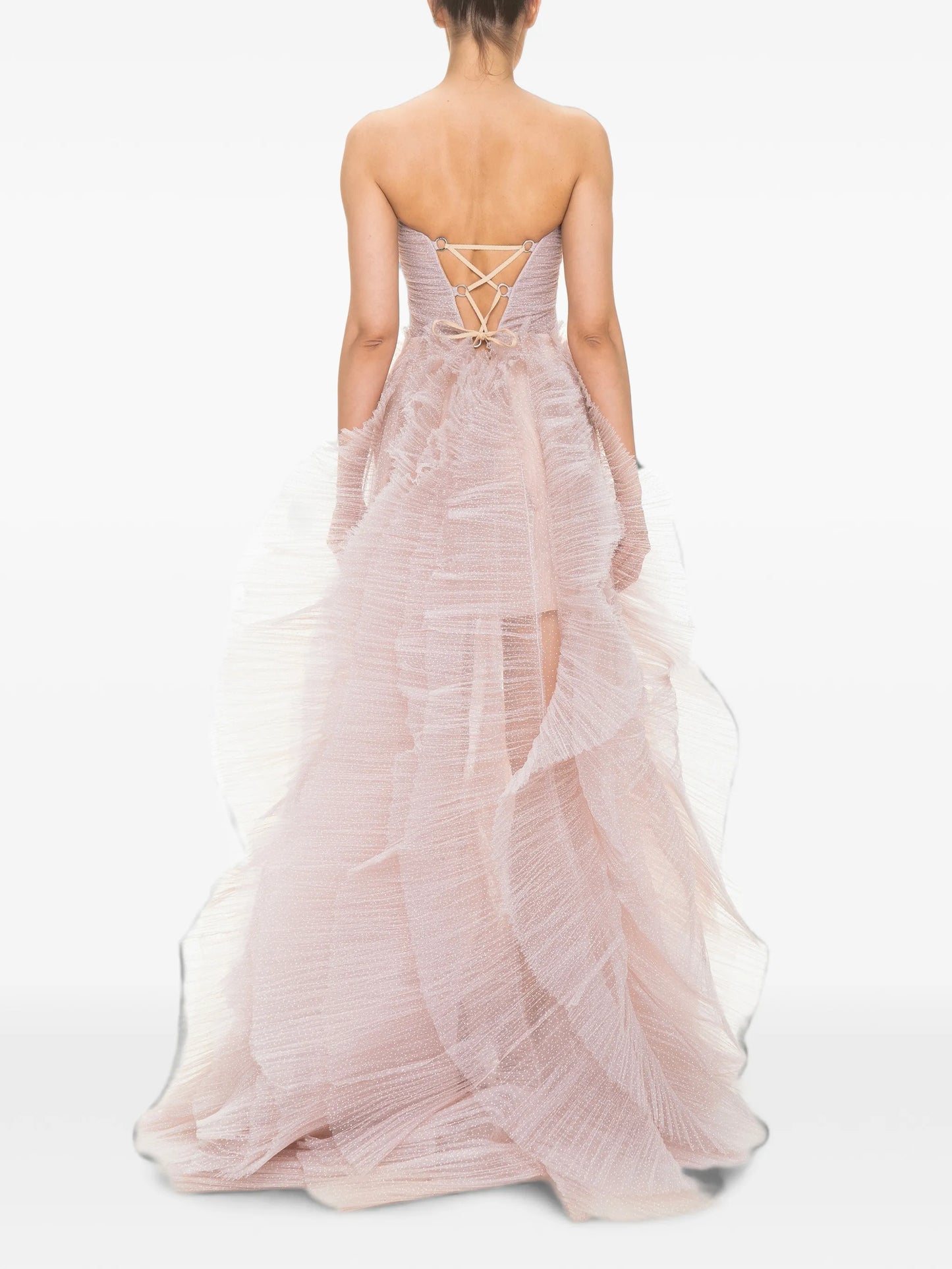 ruffled lace-up maxi dress