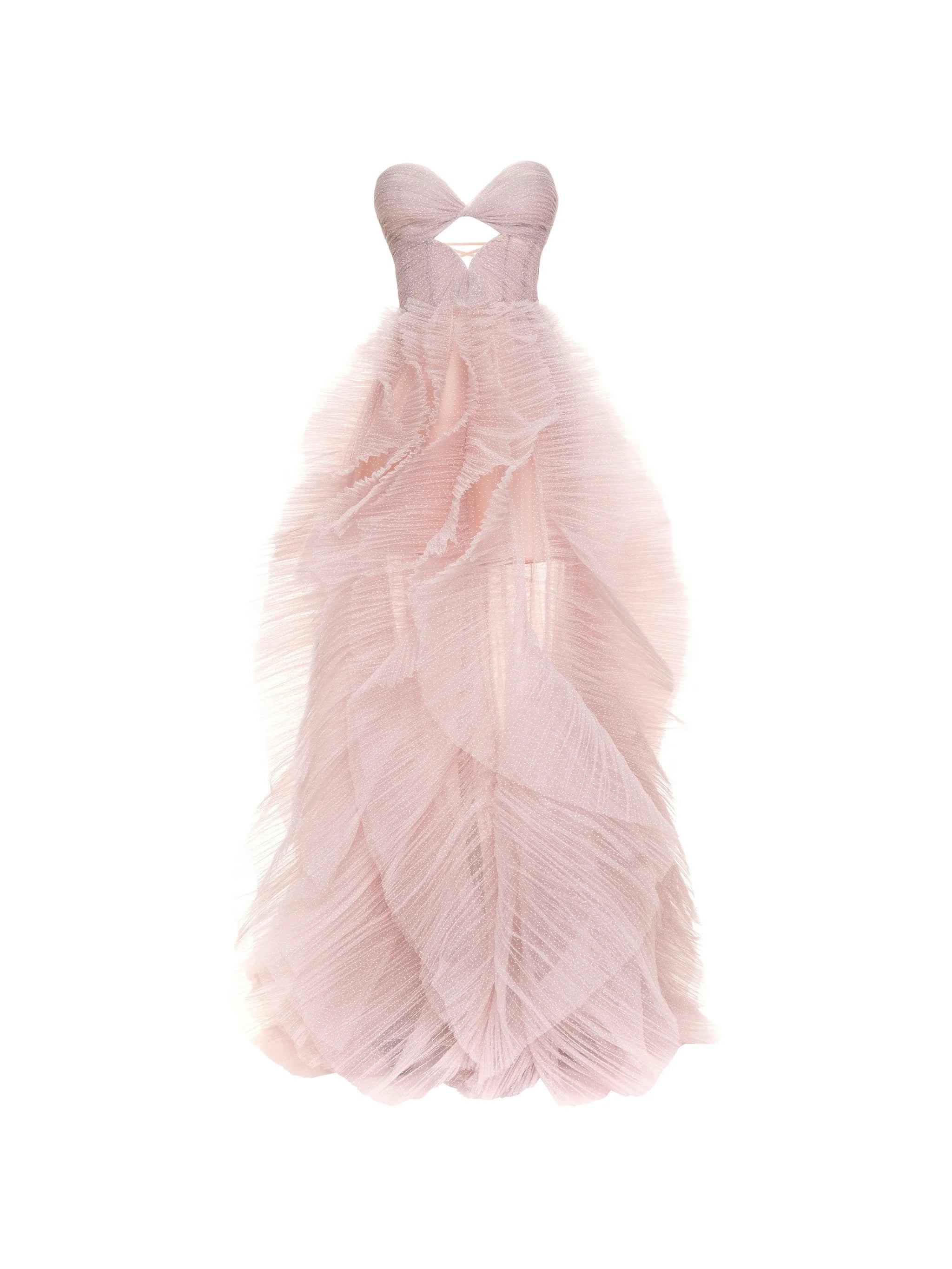 ruffled lace-up maxi dress