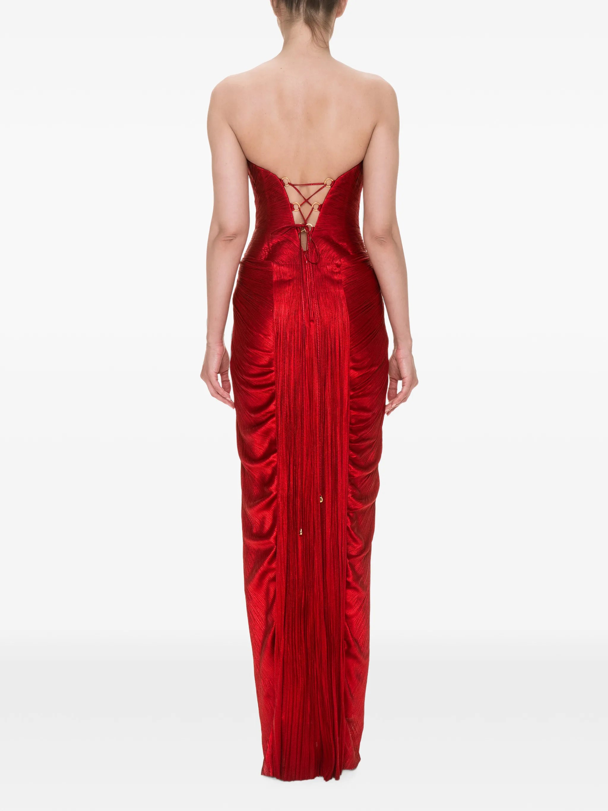 Noor pleated lace-up maxi dress