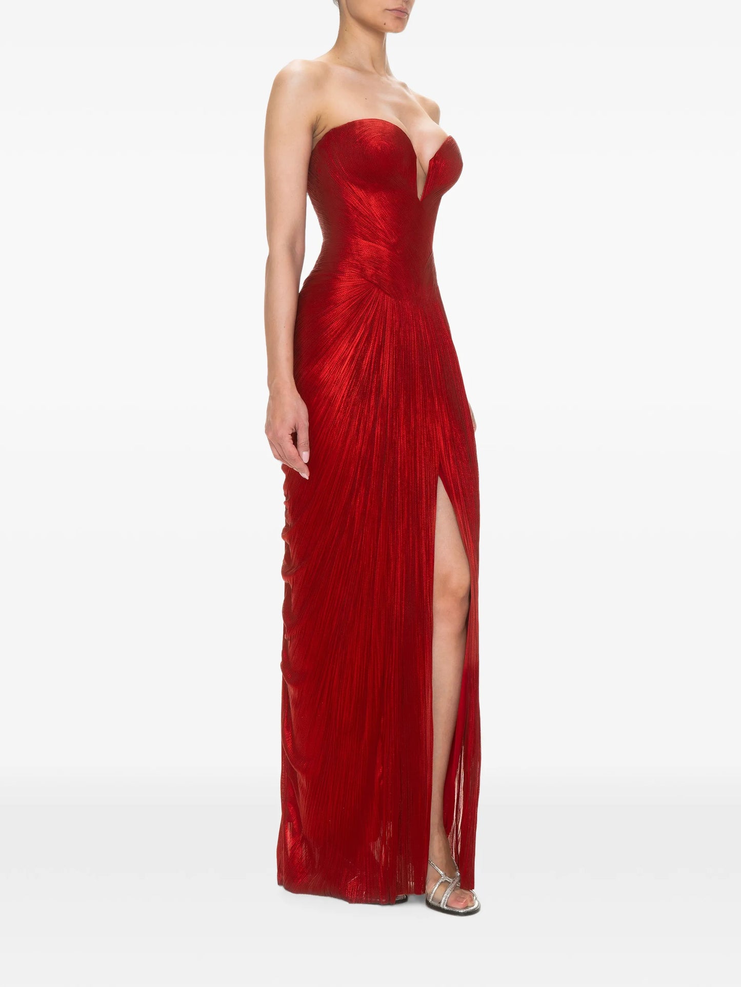 Noor pleated lace-up maxi dress