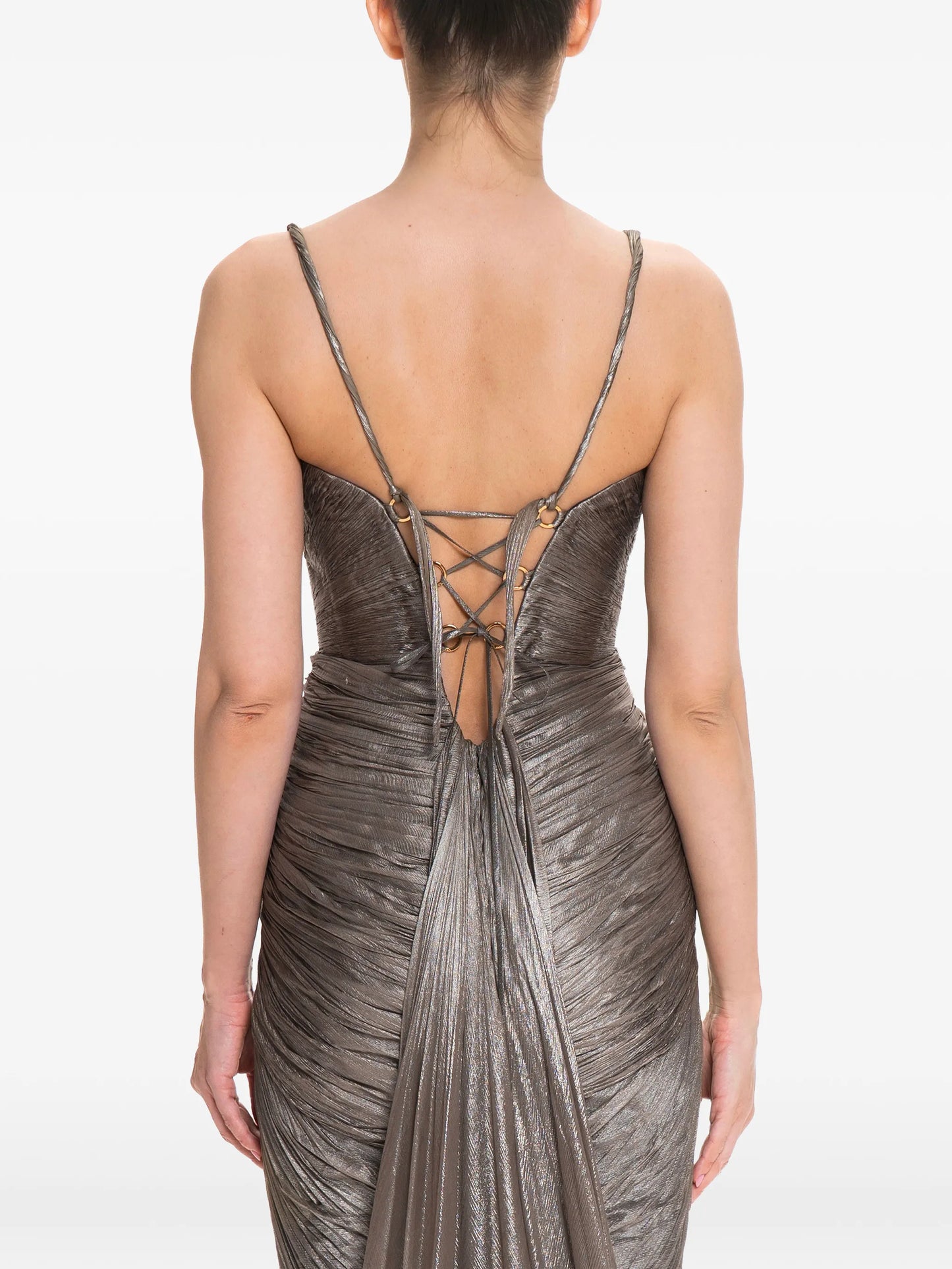 Corinna pleated silk-blend maxi dress