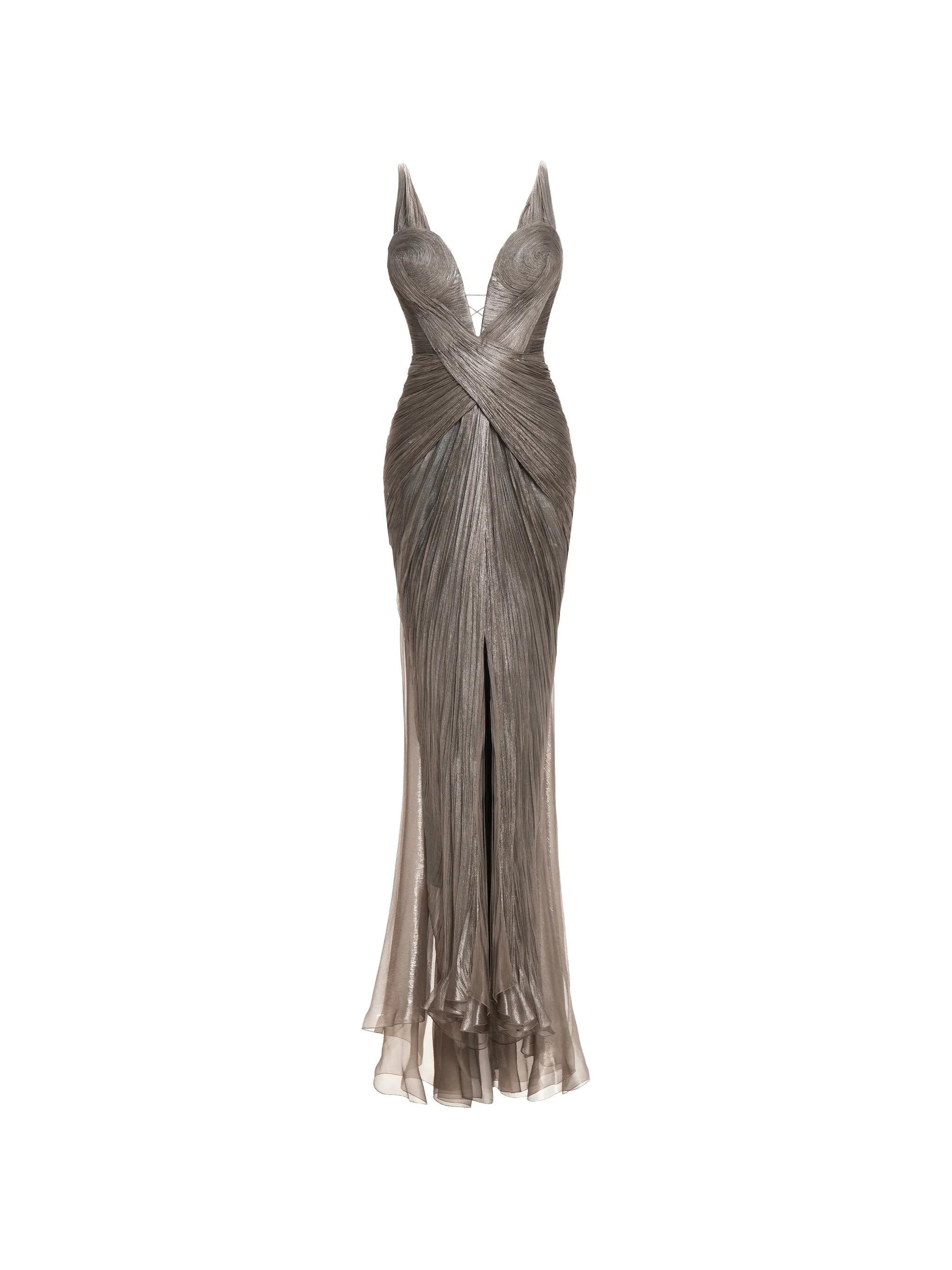 Corinna pleated silk-blend maxi dress