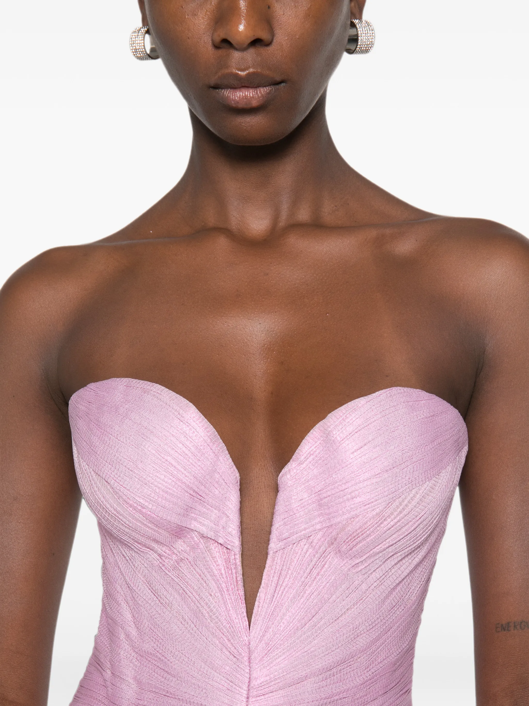 Alessandra pleated corset-style maxi dress