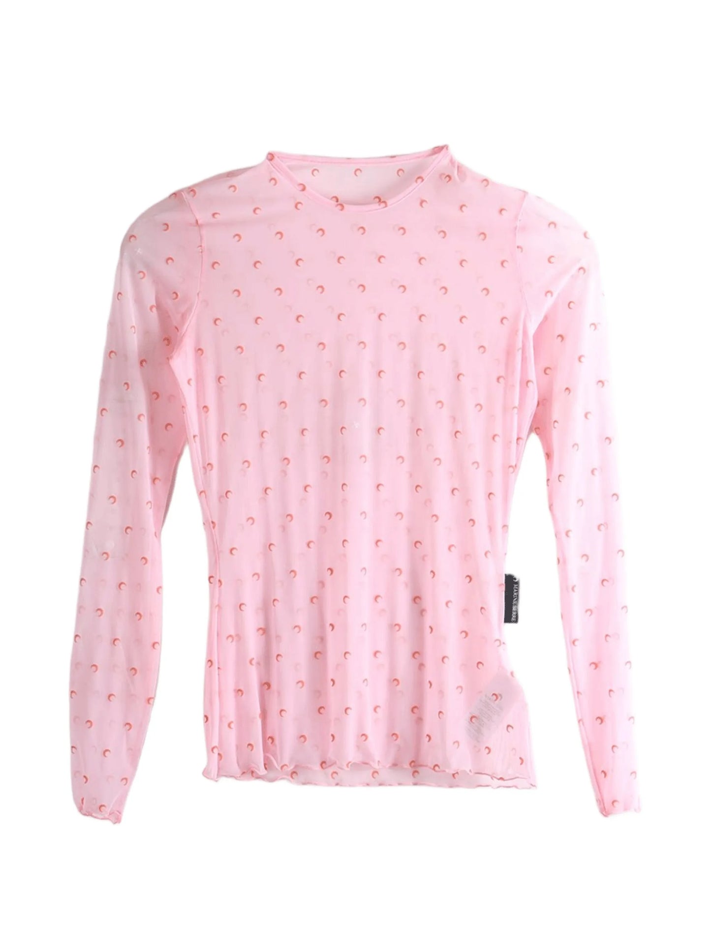 Moon-print lettuce-hem T-shirt