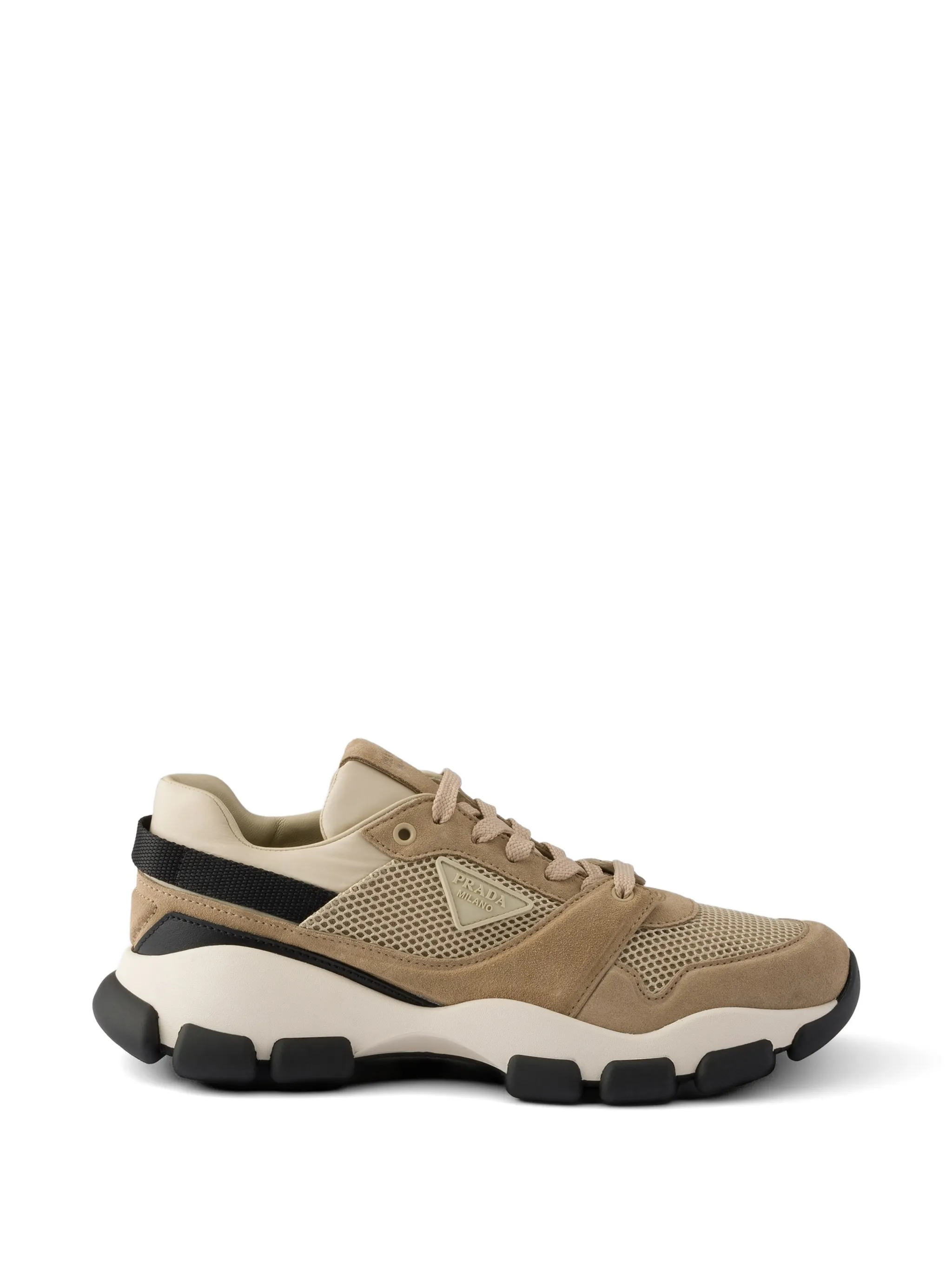 mesh fabric and suede sneakers
