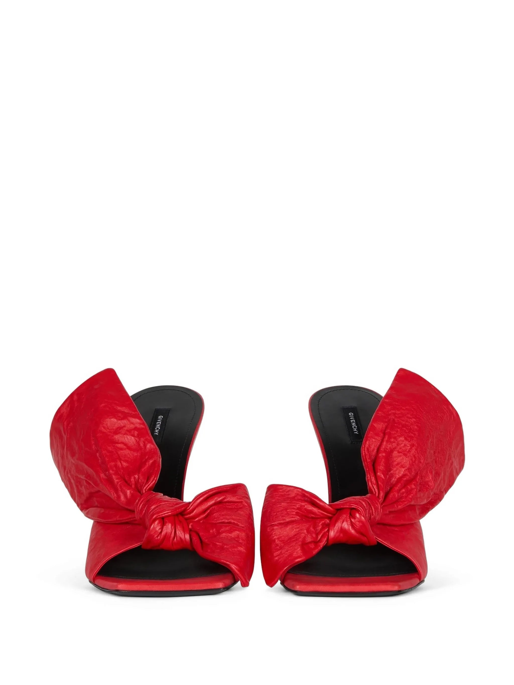 Boudoir heeled mules in nappa leather with bow