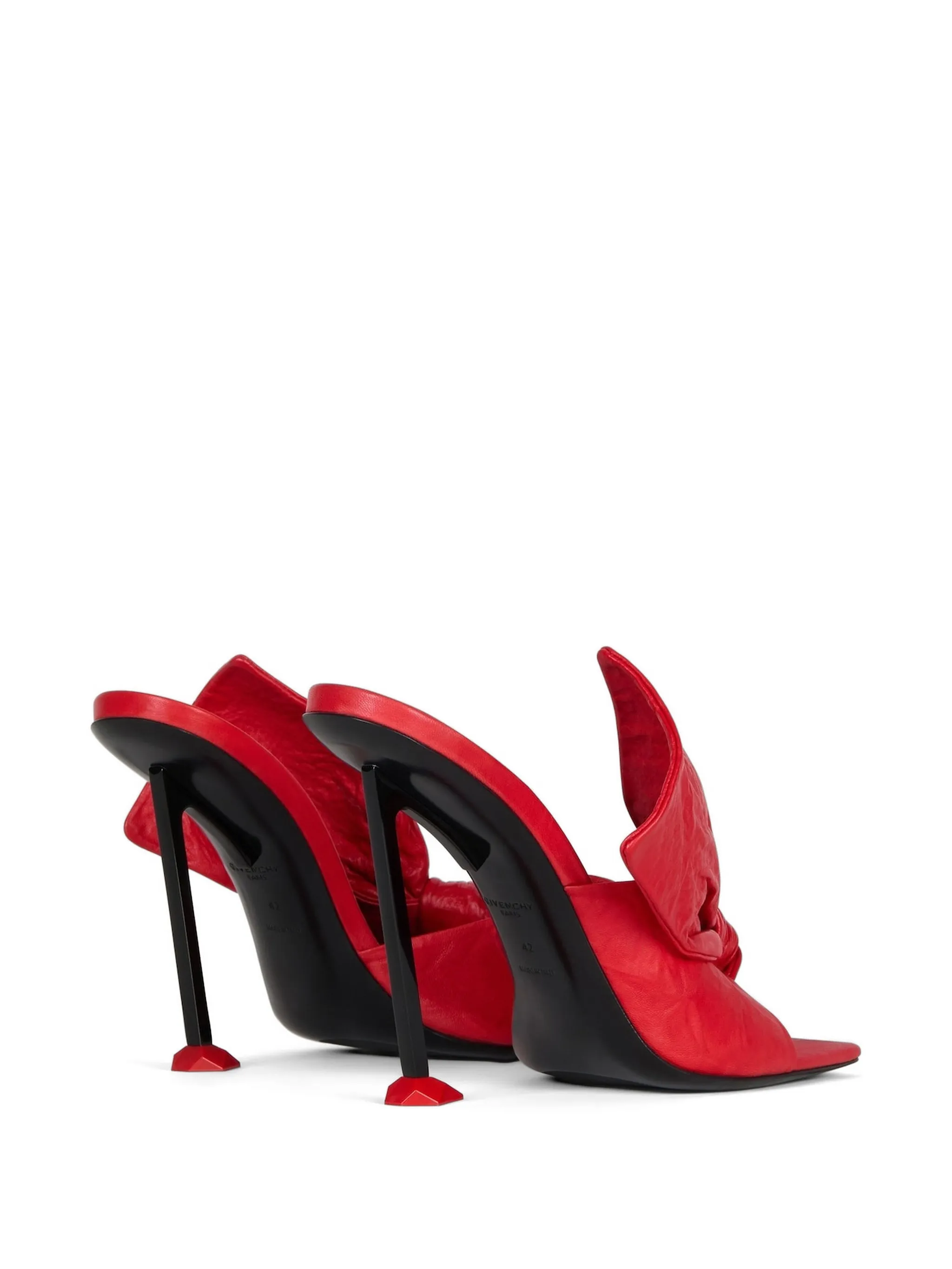 Boudoir heeled mules in nappa leather with bow
