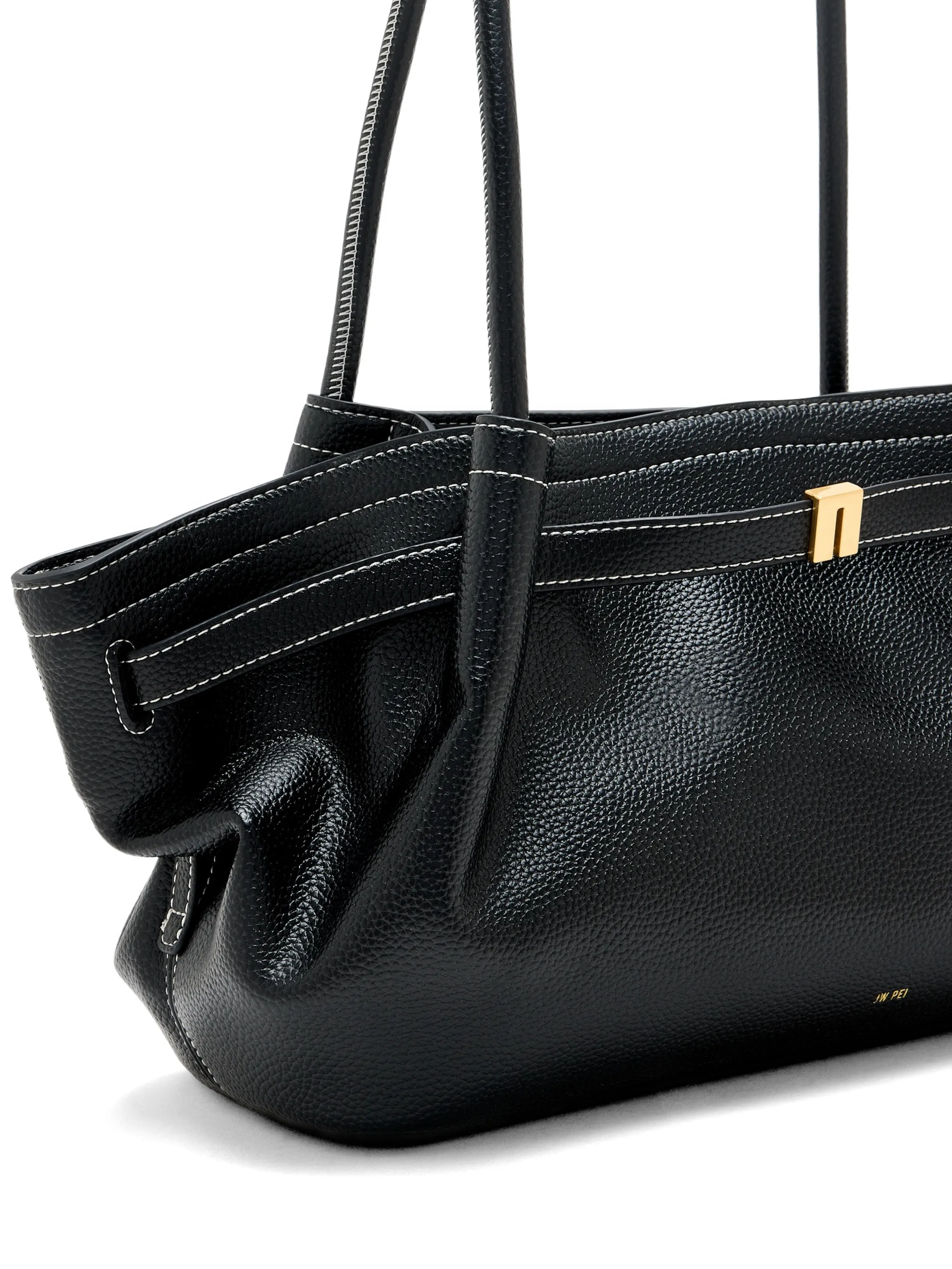 contrast-stitch tote bag