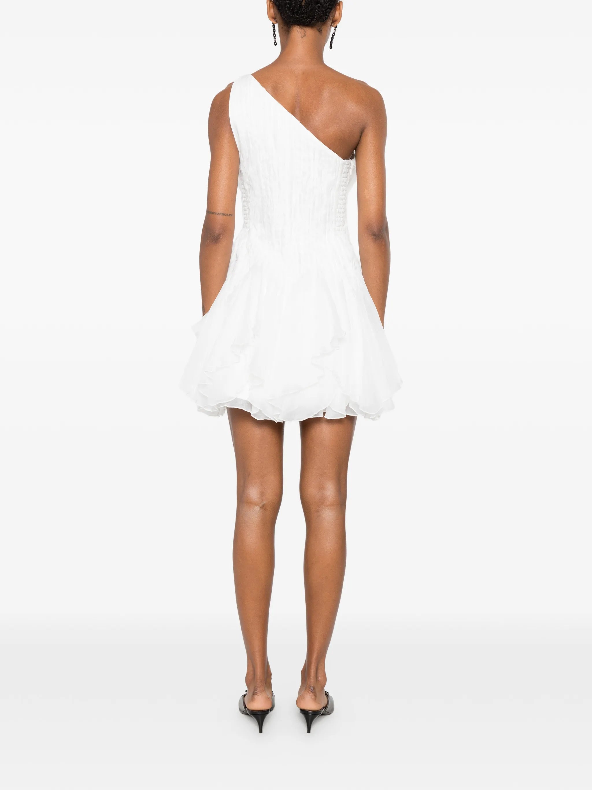 ruffled one-shoulder dress