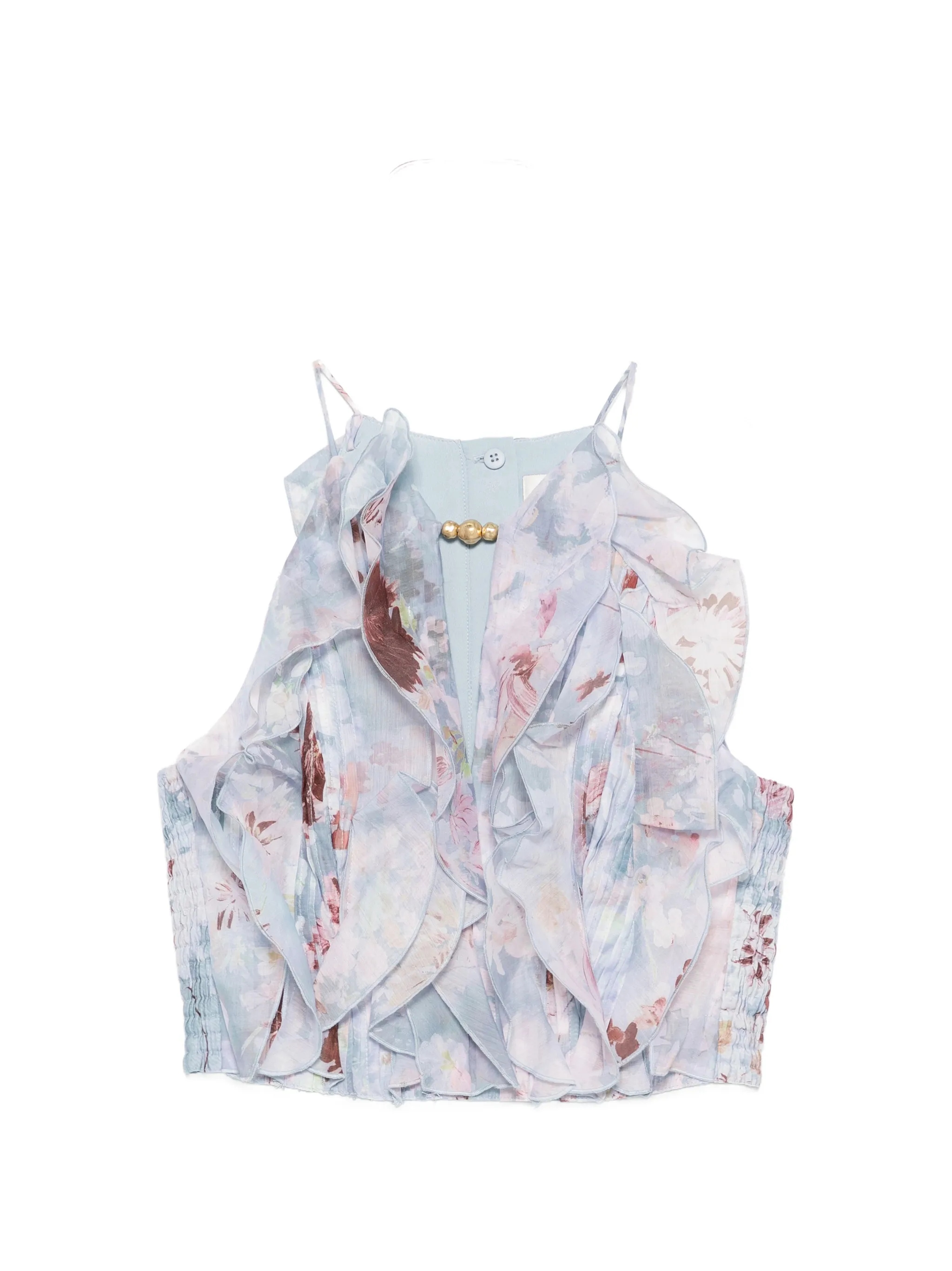 Cleo ruffled floral-print top