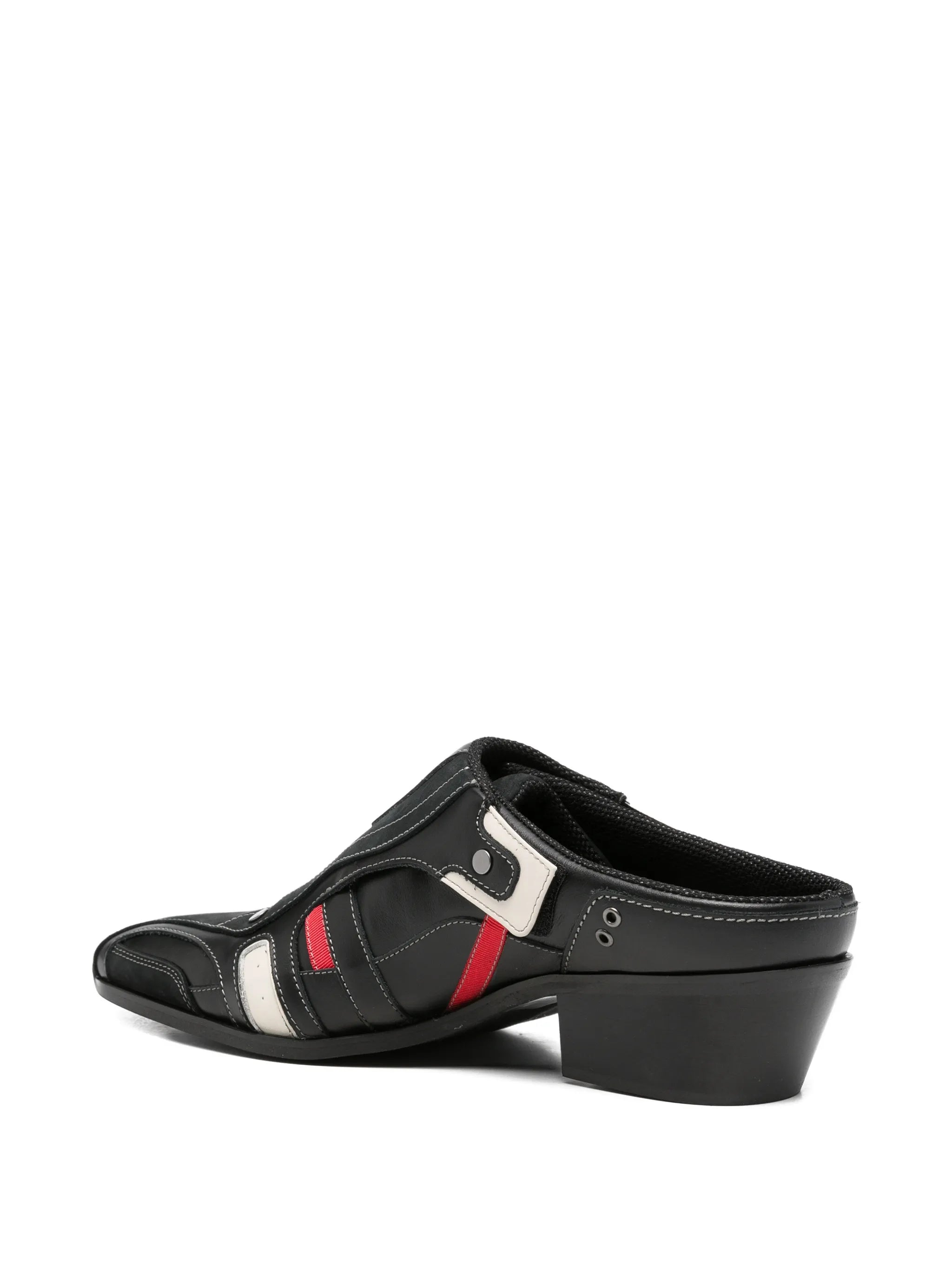 panelled leather mules