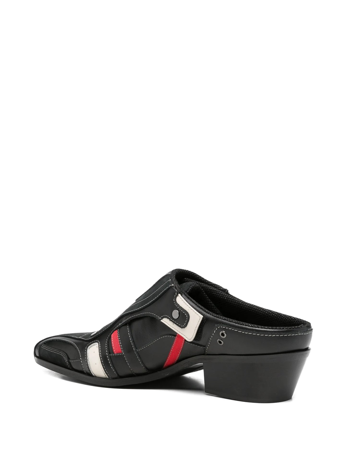 panelled leather mules