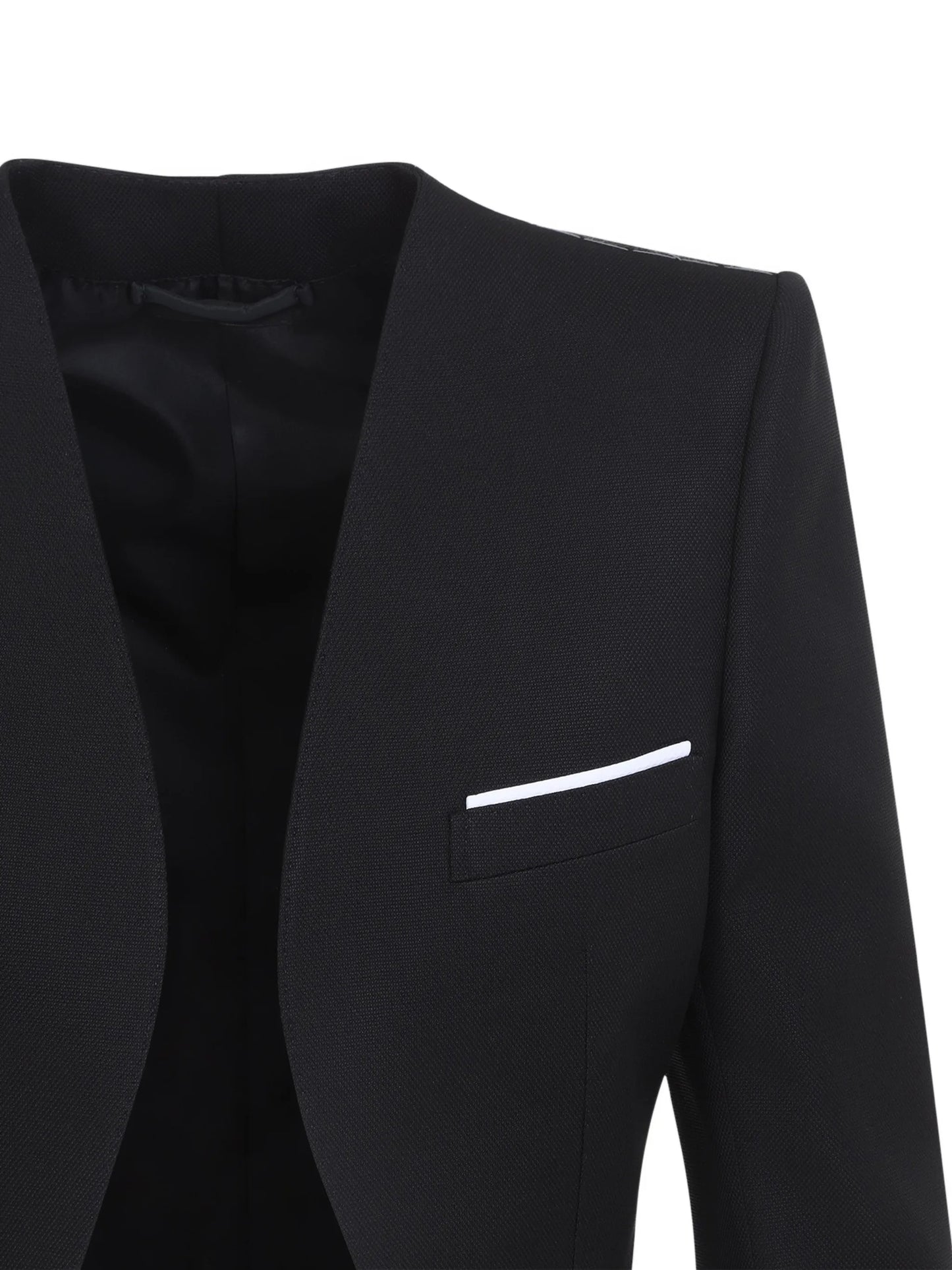 collarless jacket
