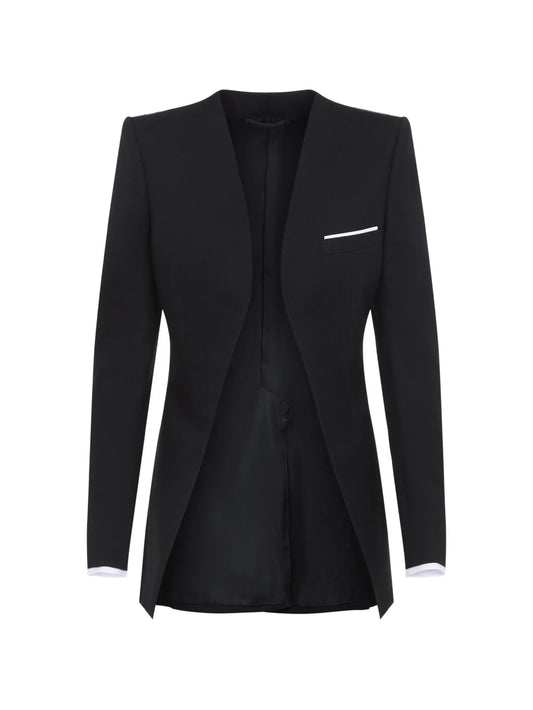 collarless jacket