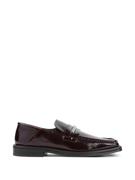 chain-link patent-leather loafers