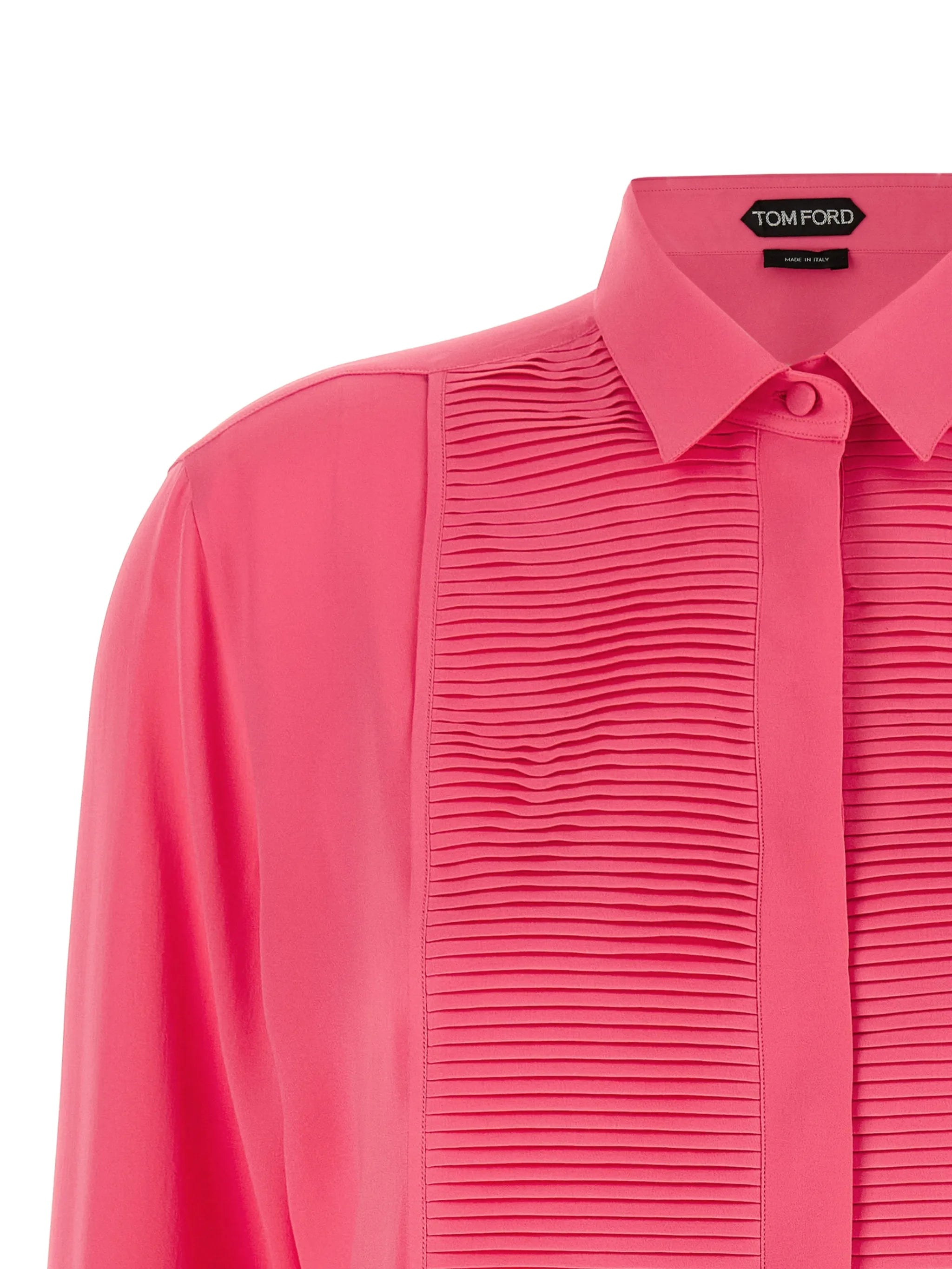 pleated silk shirt