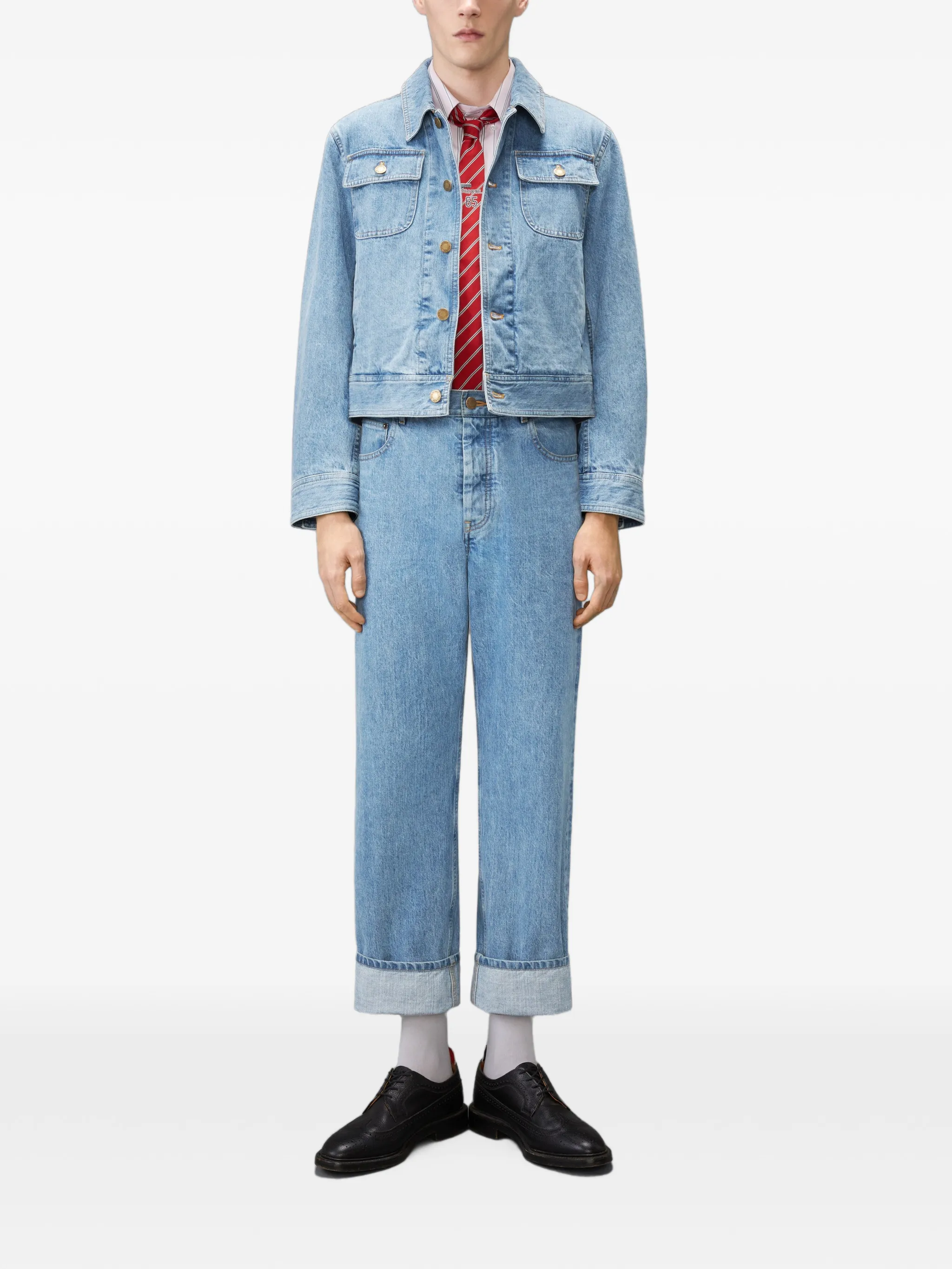 selvedge denim backstrap utility jacket