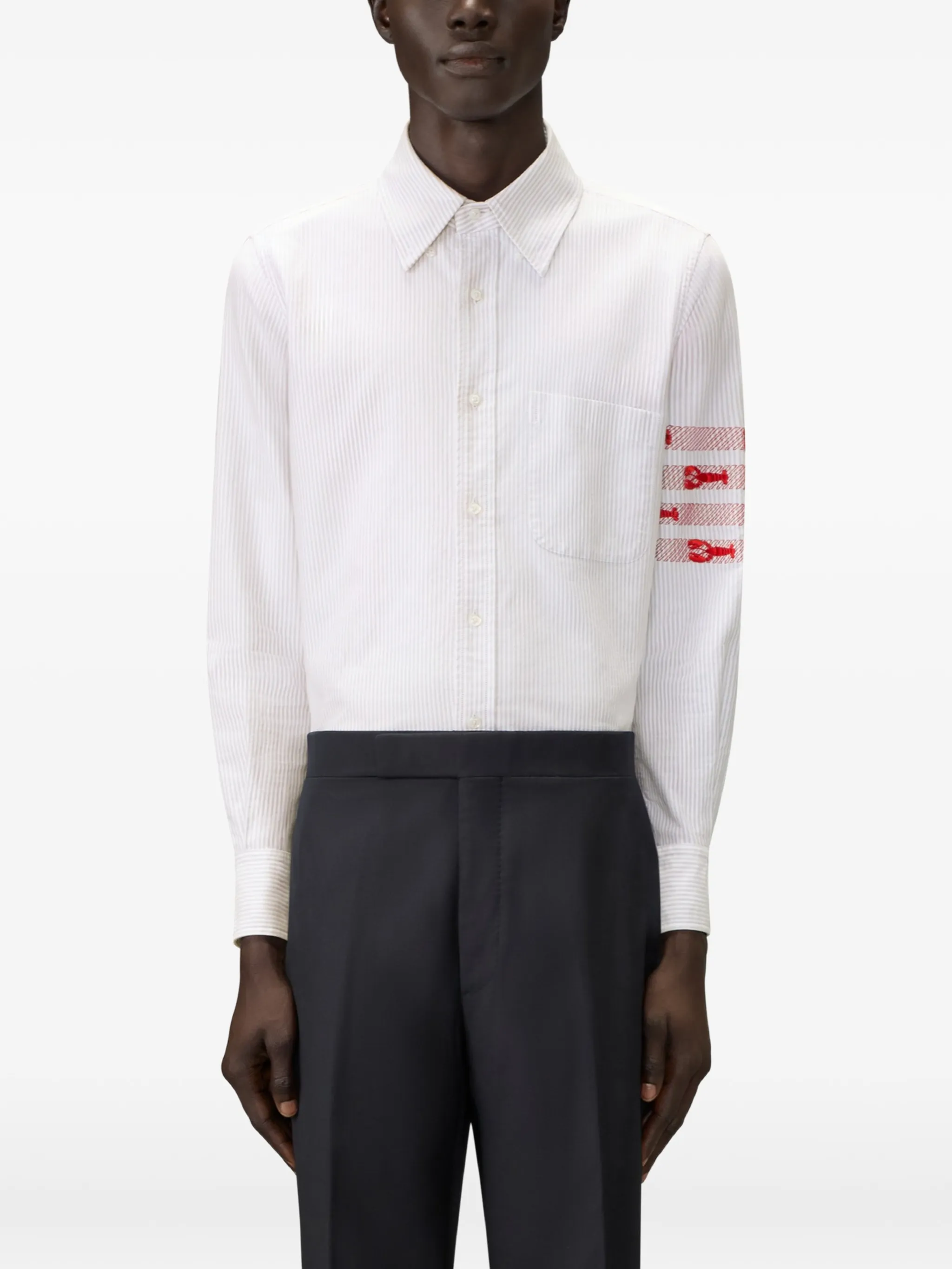 4-Bar lobster-embroidered shirt