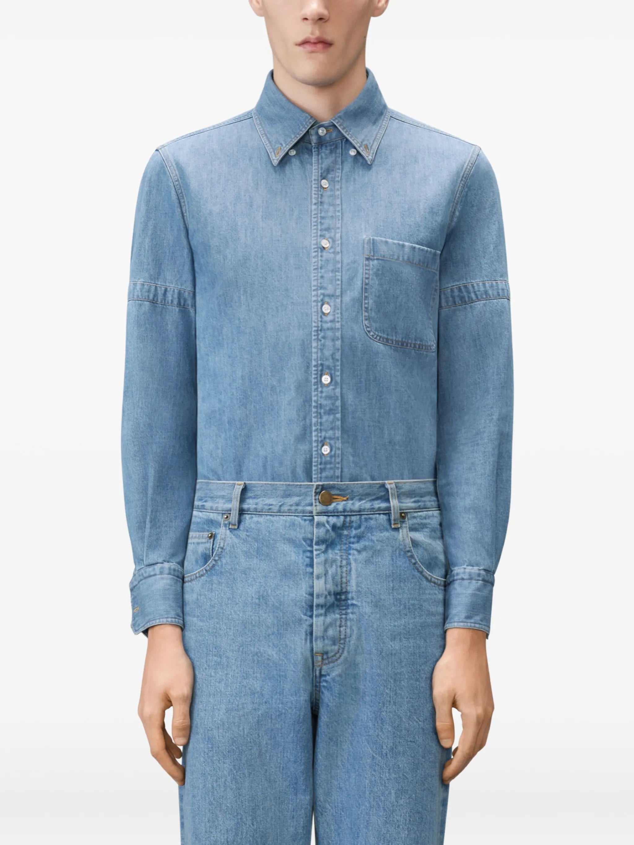 armband-detail denim shirt