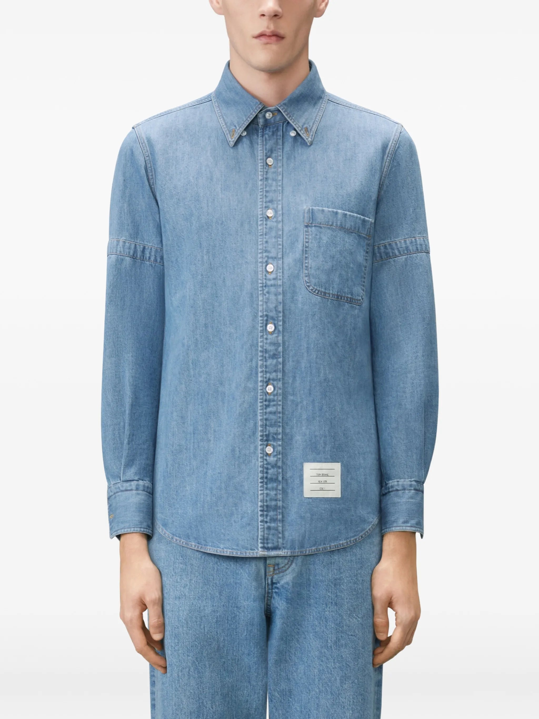 armband-detail denim shirt