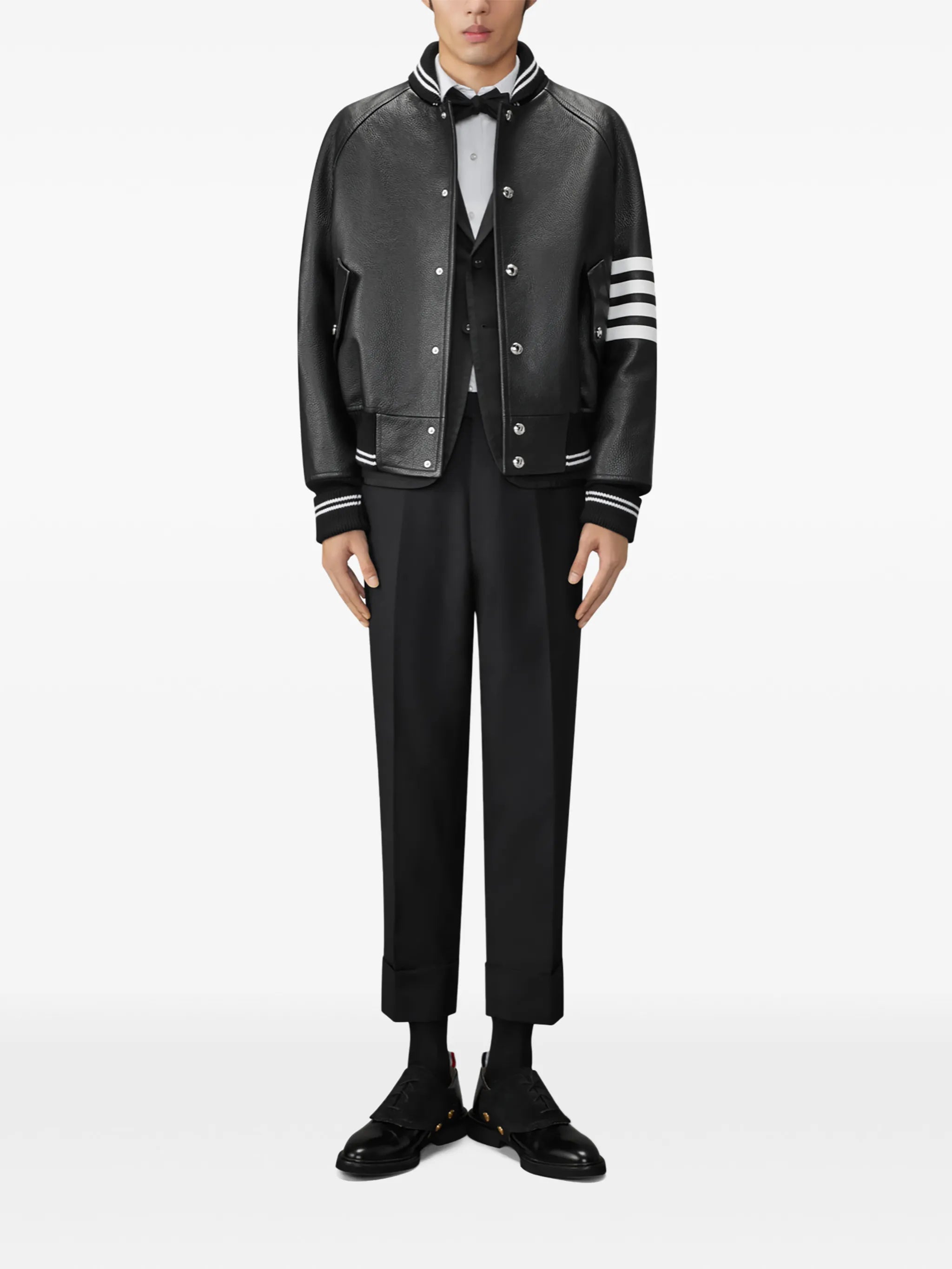 raglan-sleeve leather jacket