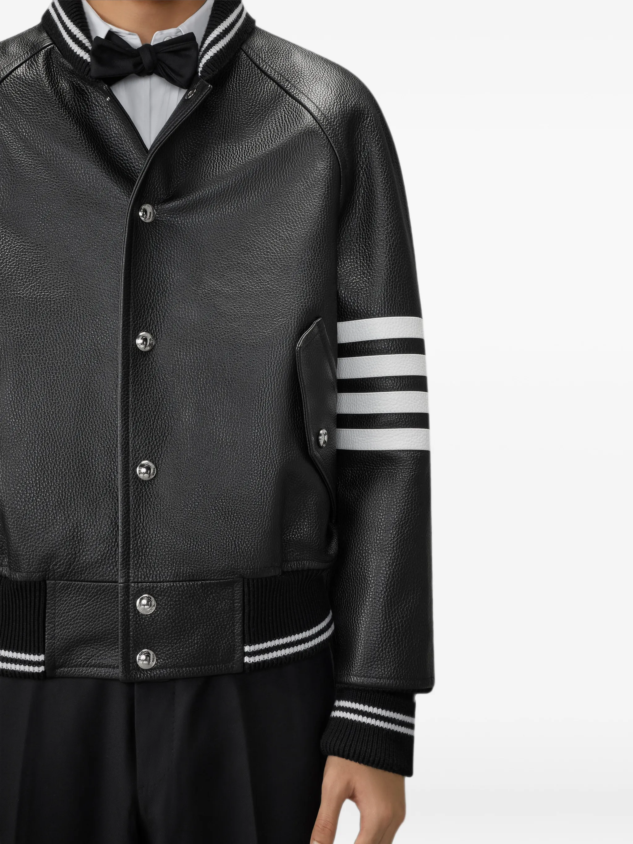 leather 4-Bar oversized blouson jacket