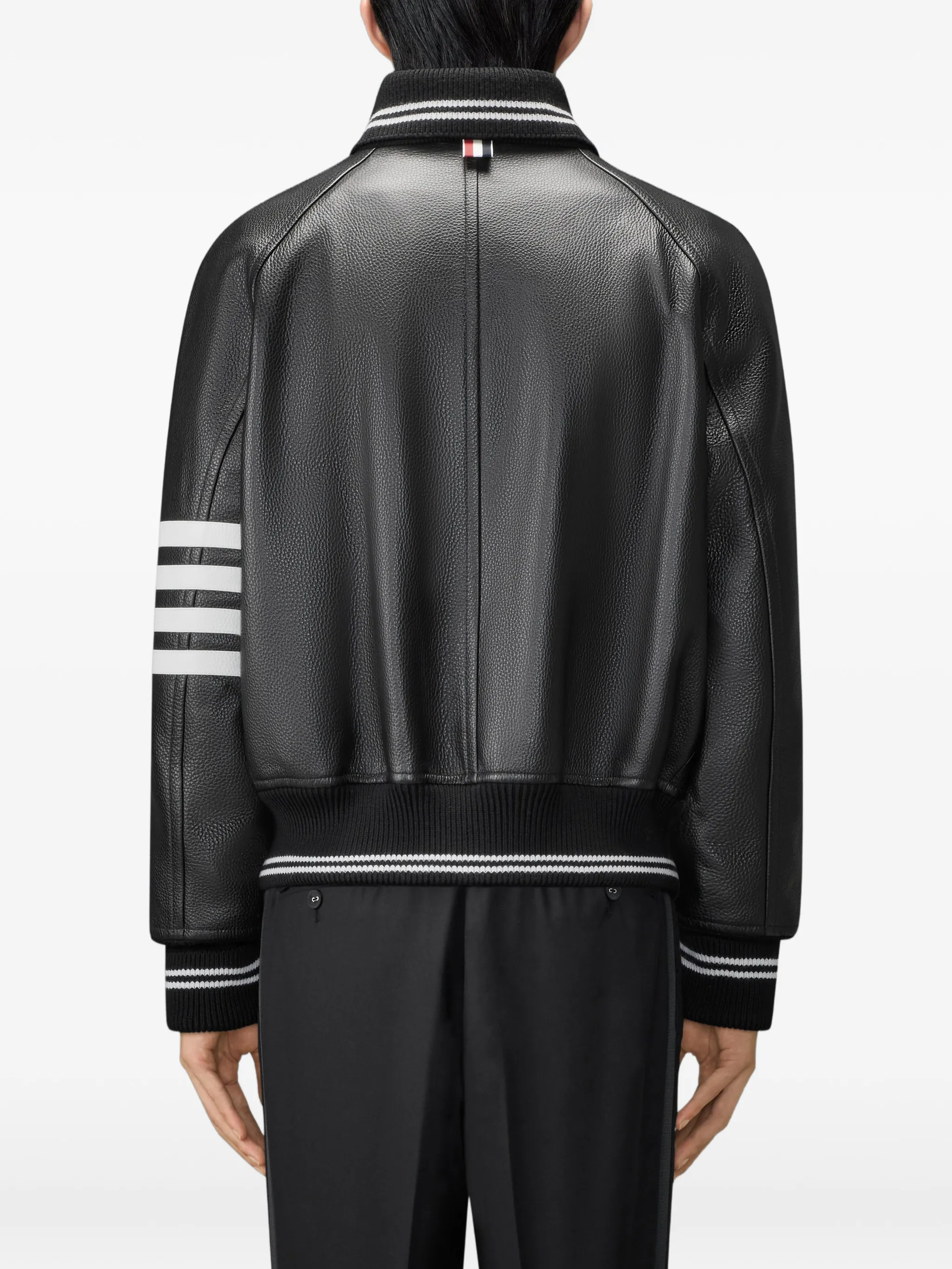 leather 4-Bar oversized blouson jacket