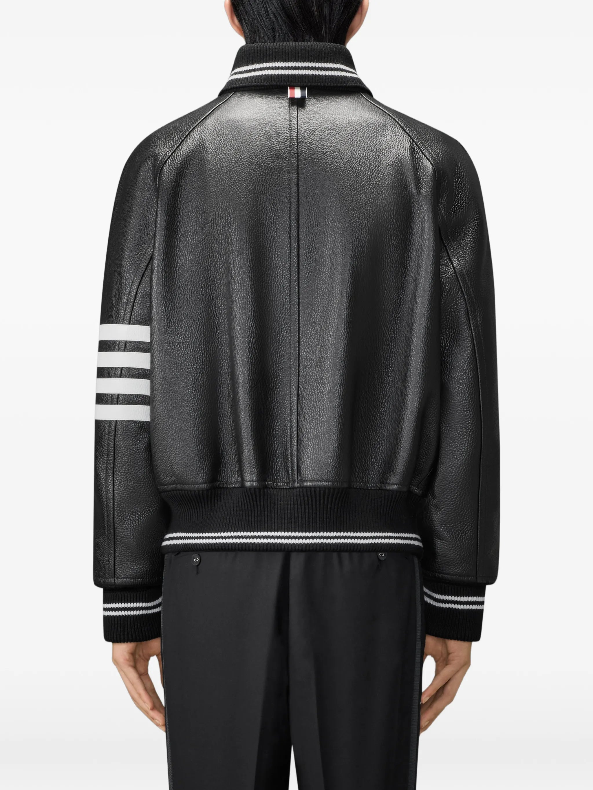leather 4-Bar oversized blouson jacket