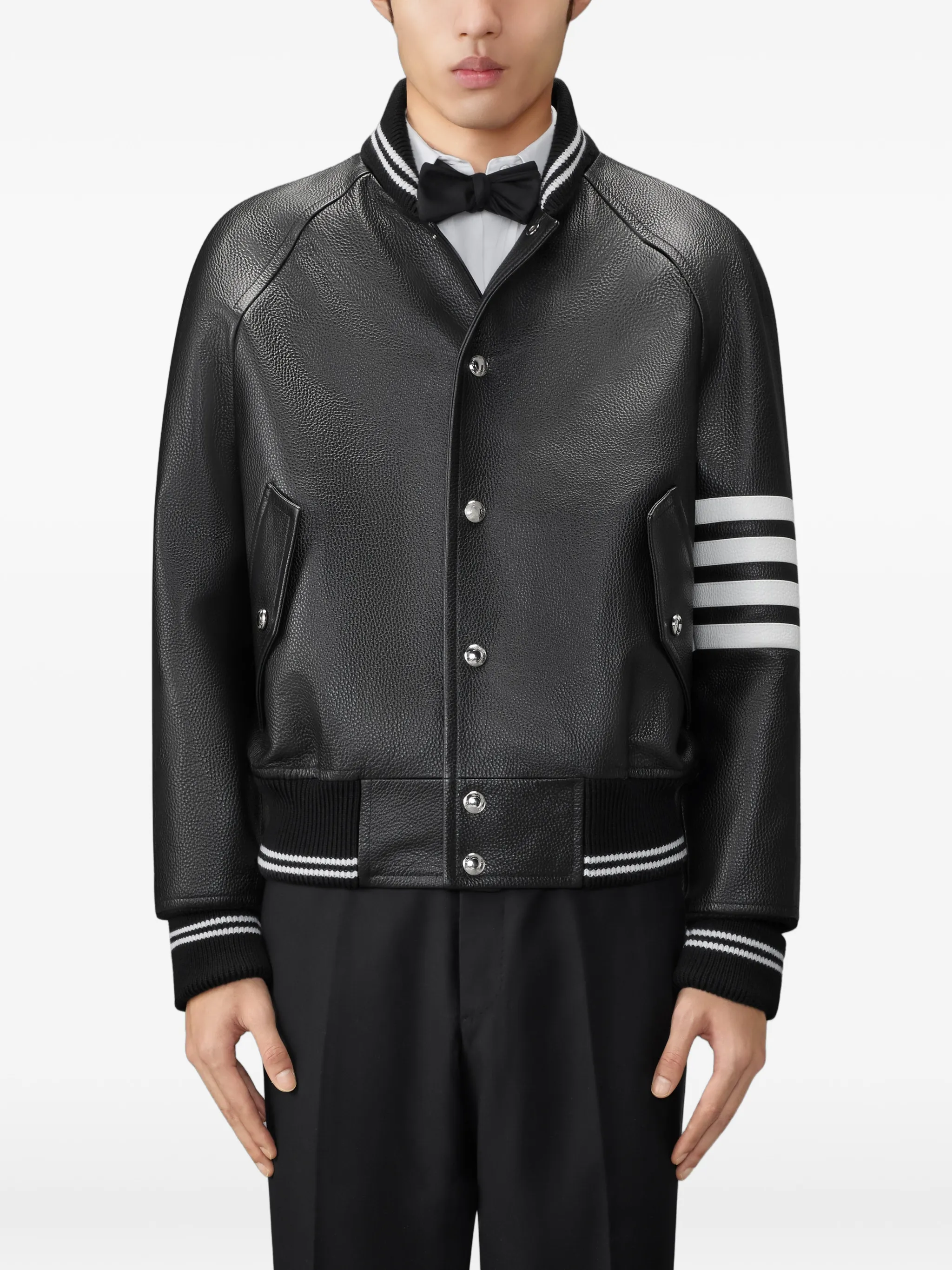 leather 4-Bar oversized blouson jacket