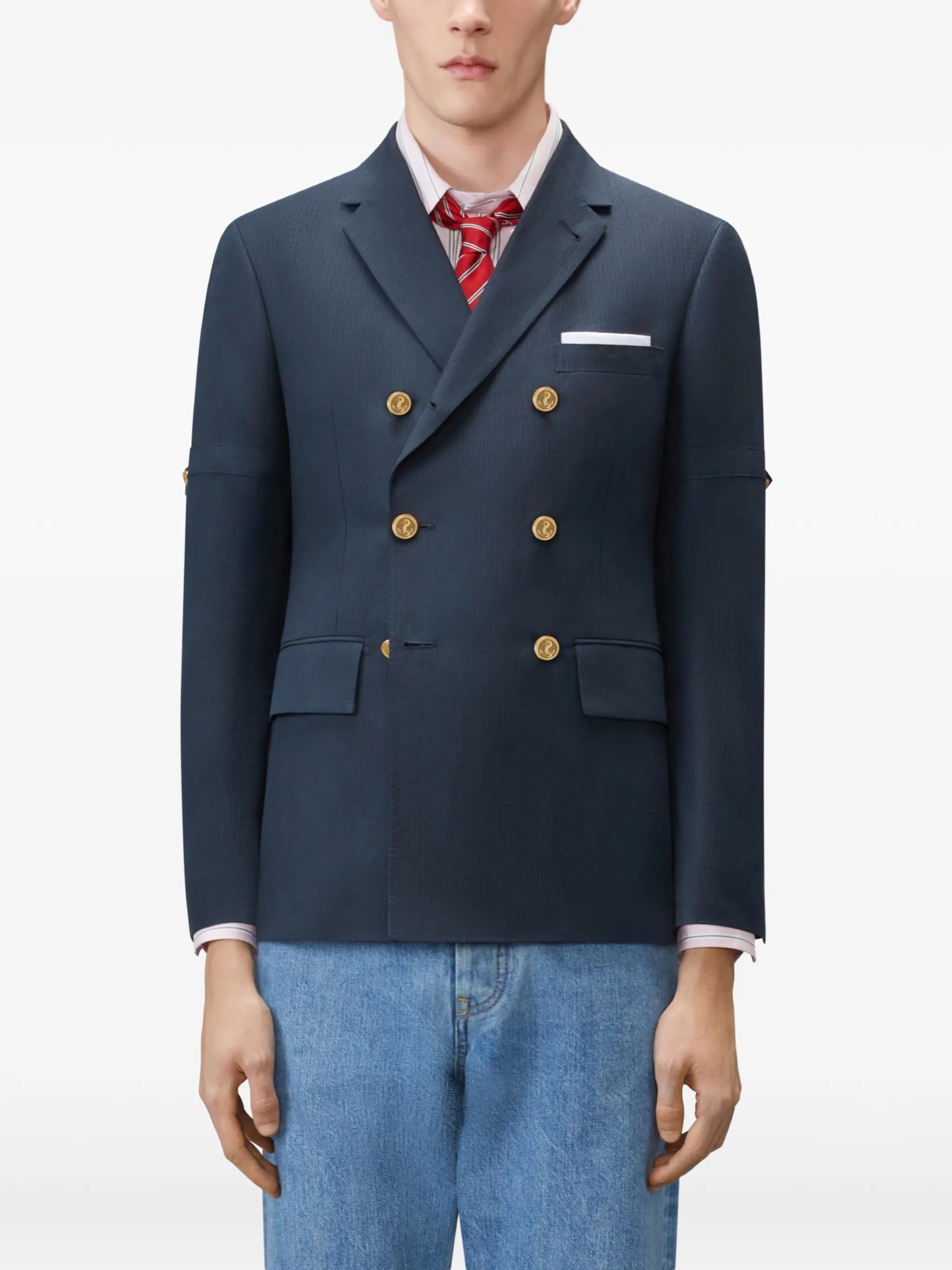 University Stripe double-breasted jacket