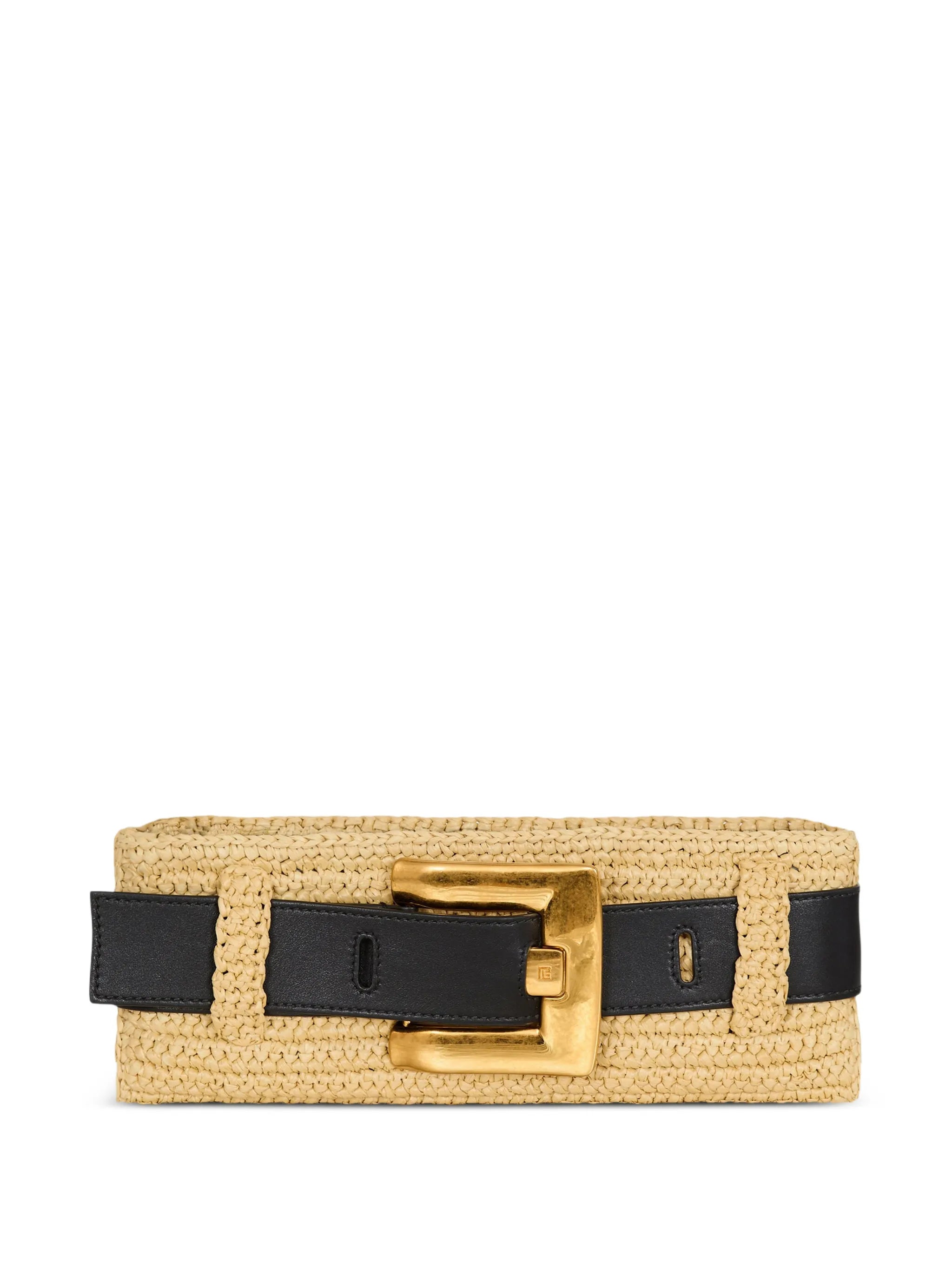 Anthem clutch bag in smooth leather and crochet