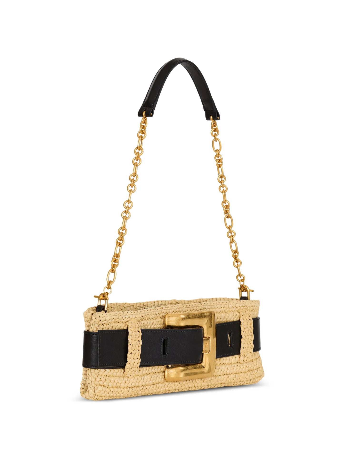 Anthem clutch bag in smooth leather and crochet