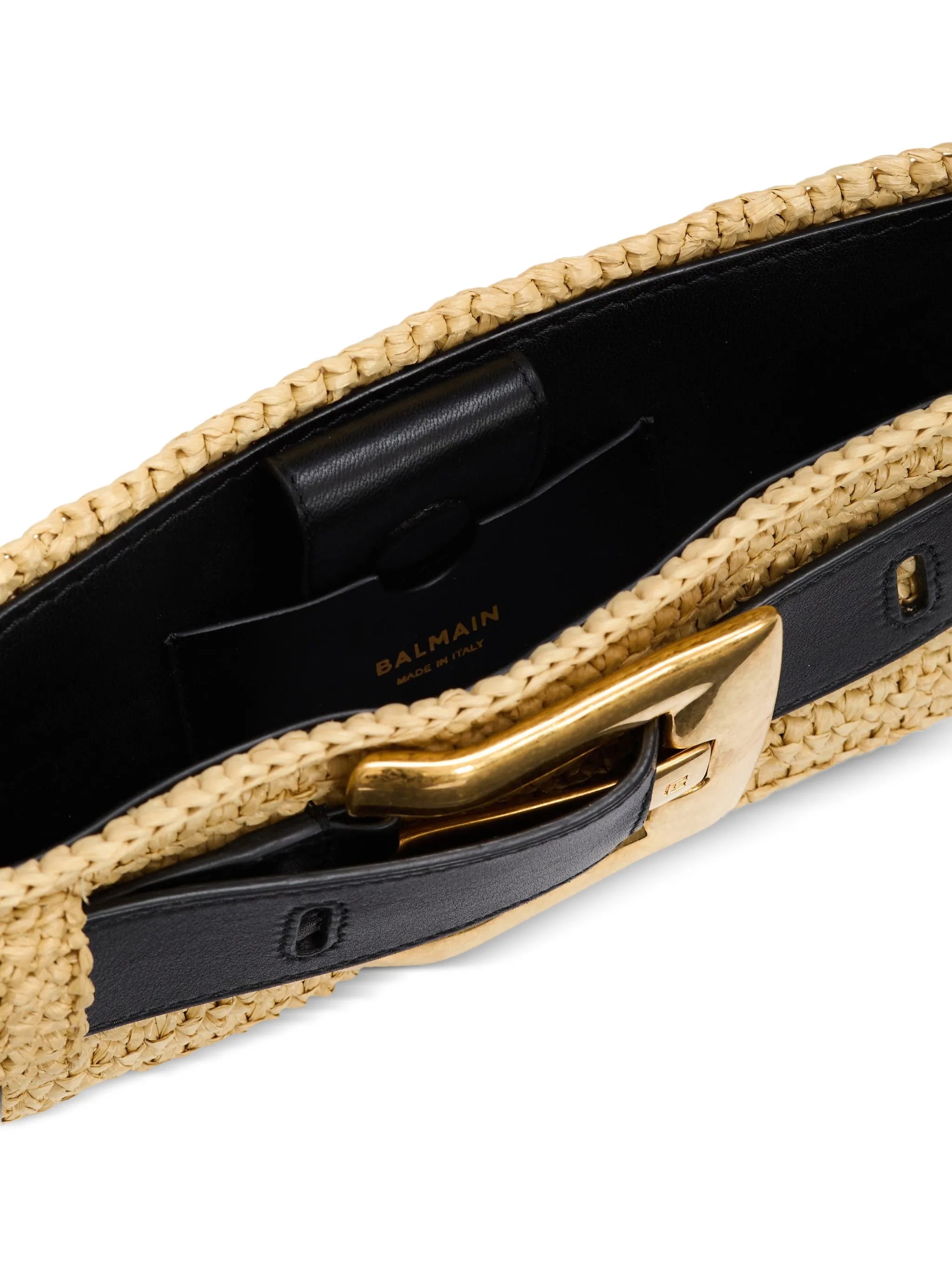 Anthem clutch bag in smooth leather and crochet