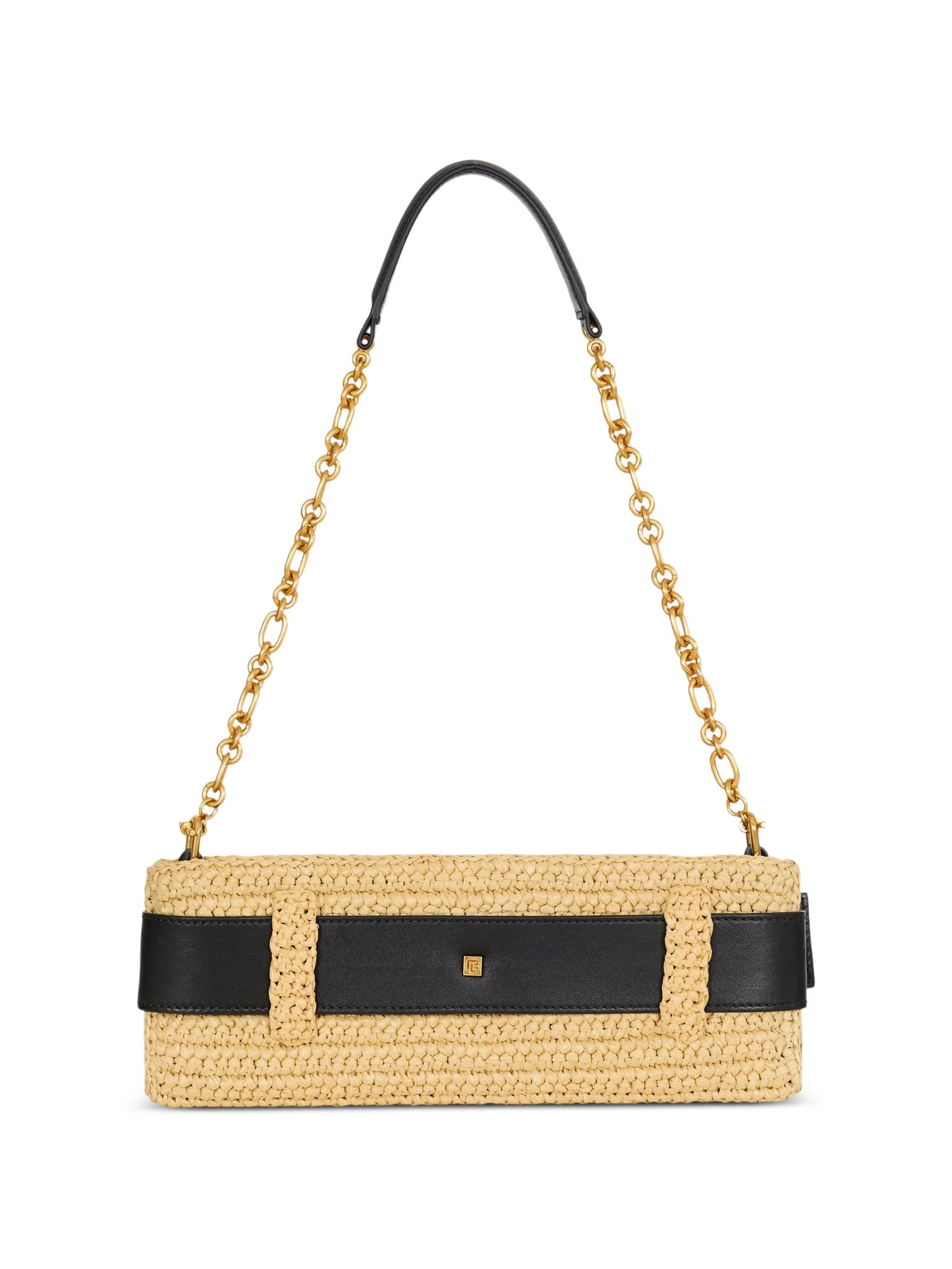 Anthem clutch bag in smooth leather and crochet