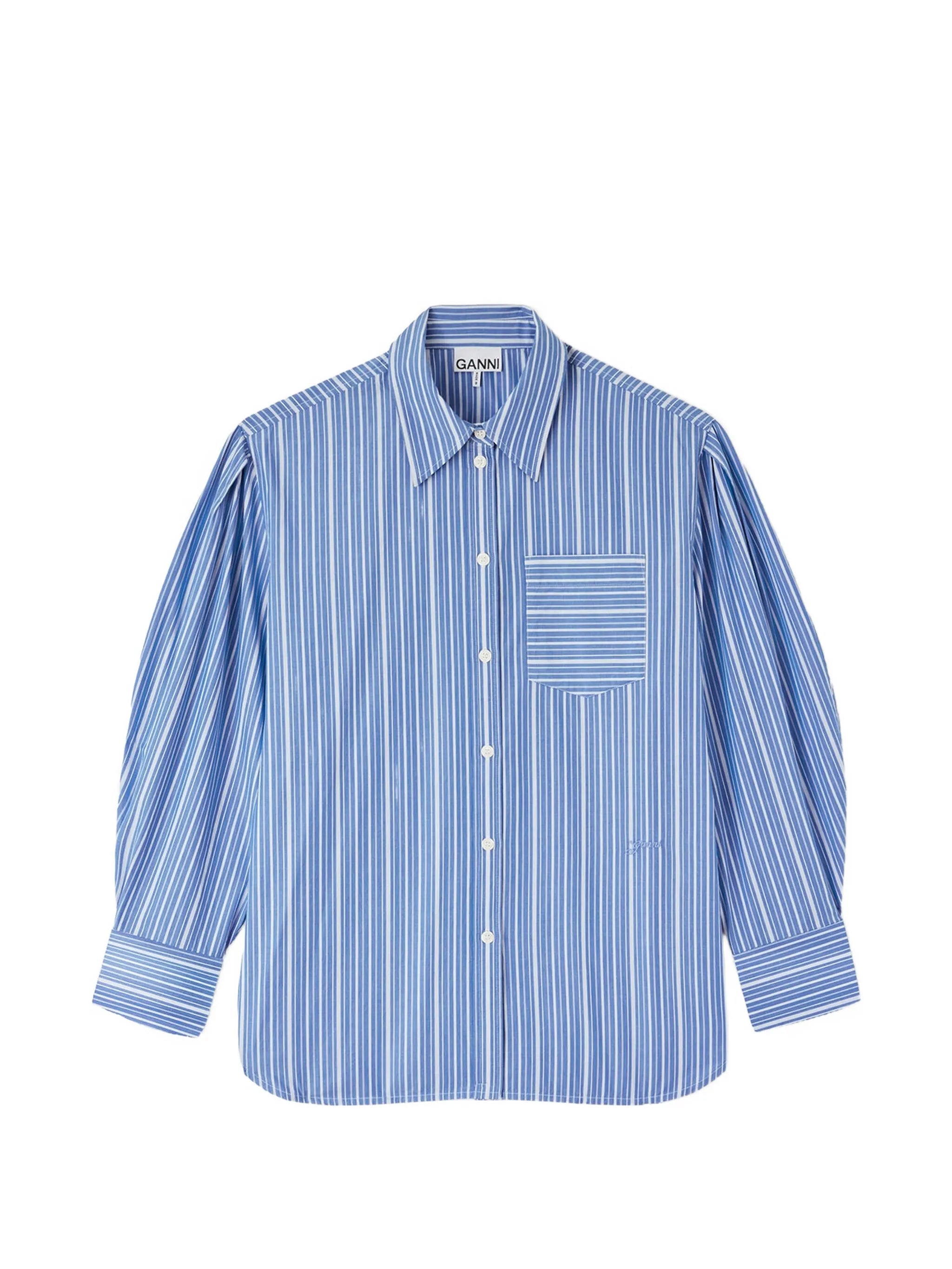 striped balloon-sleeve shirt