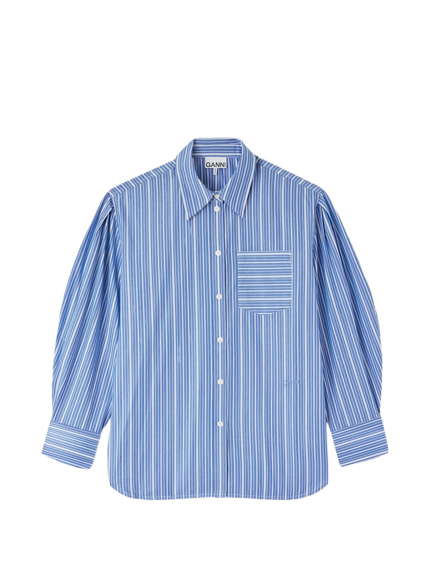 striped balloon-sleeve shirt