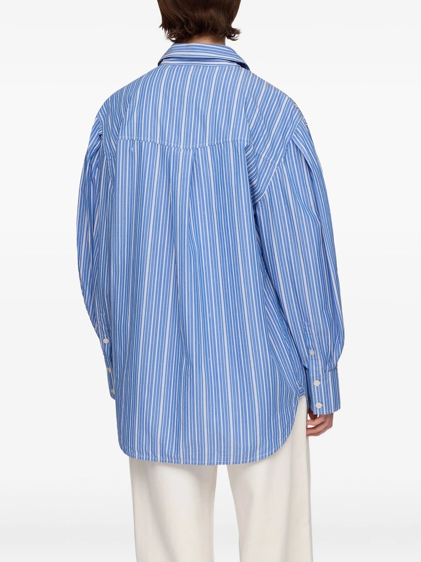 striped balloon-sleeve shirt
