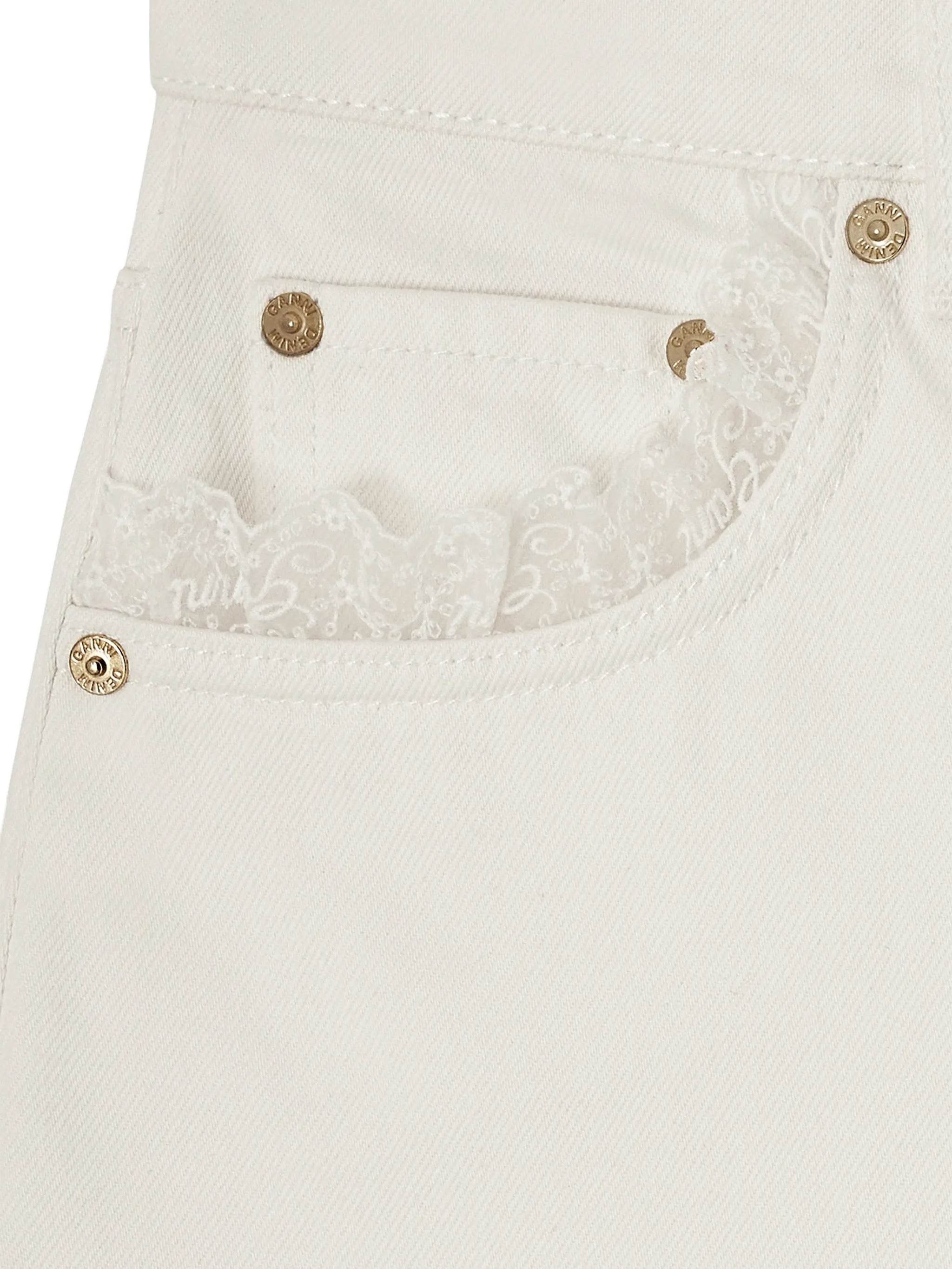 lace-trim straight-leg jeans
