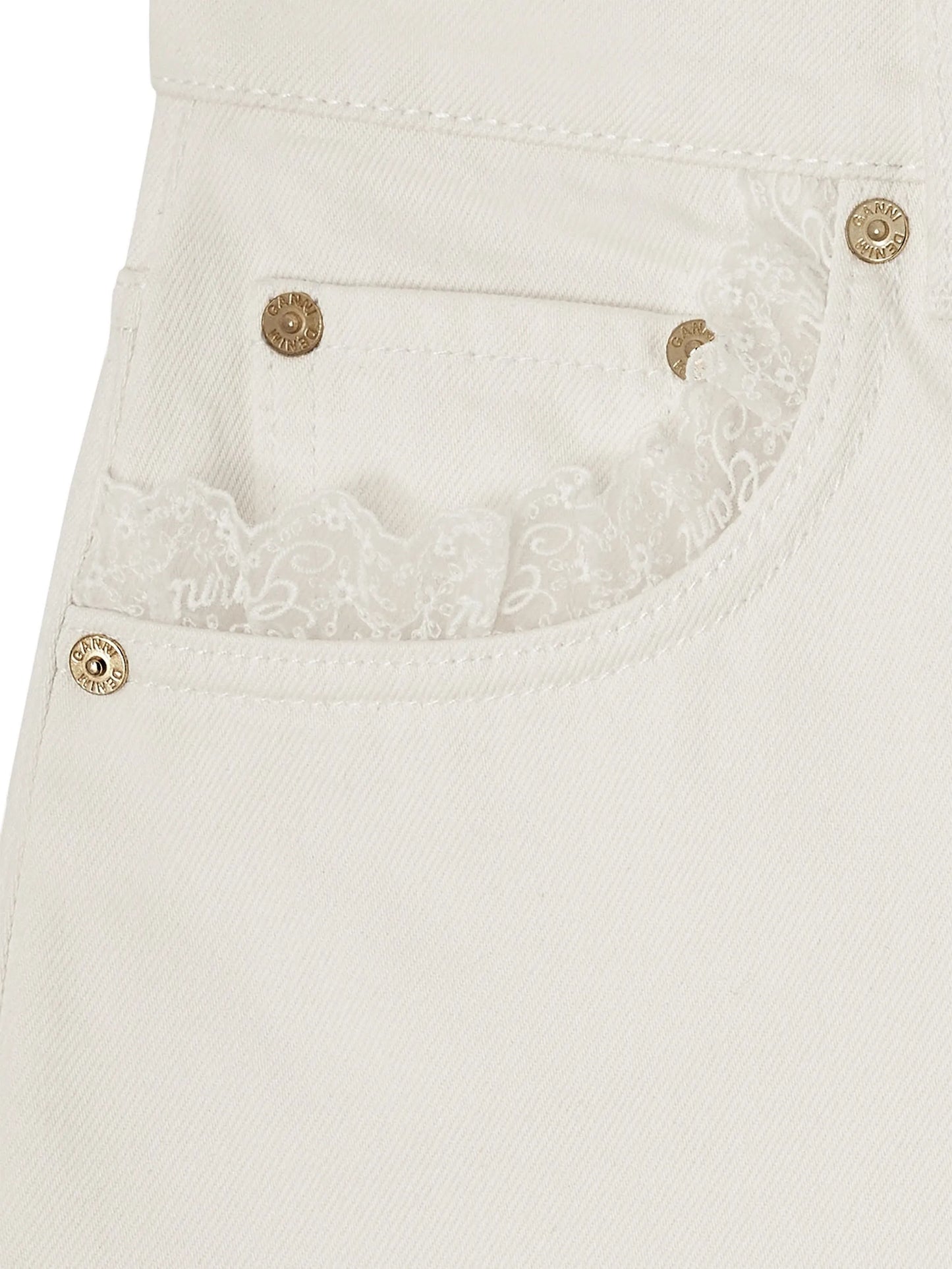 lace-trim straight-leg jeans