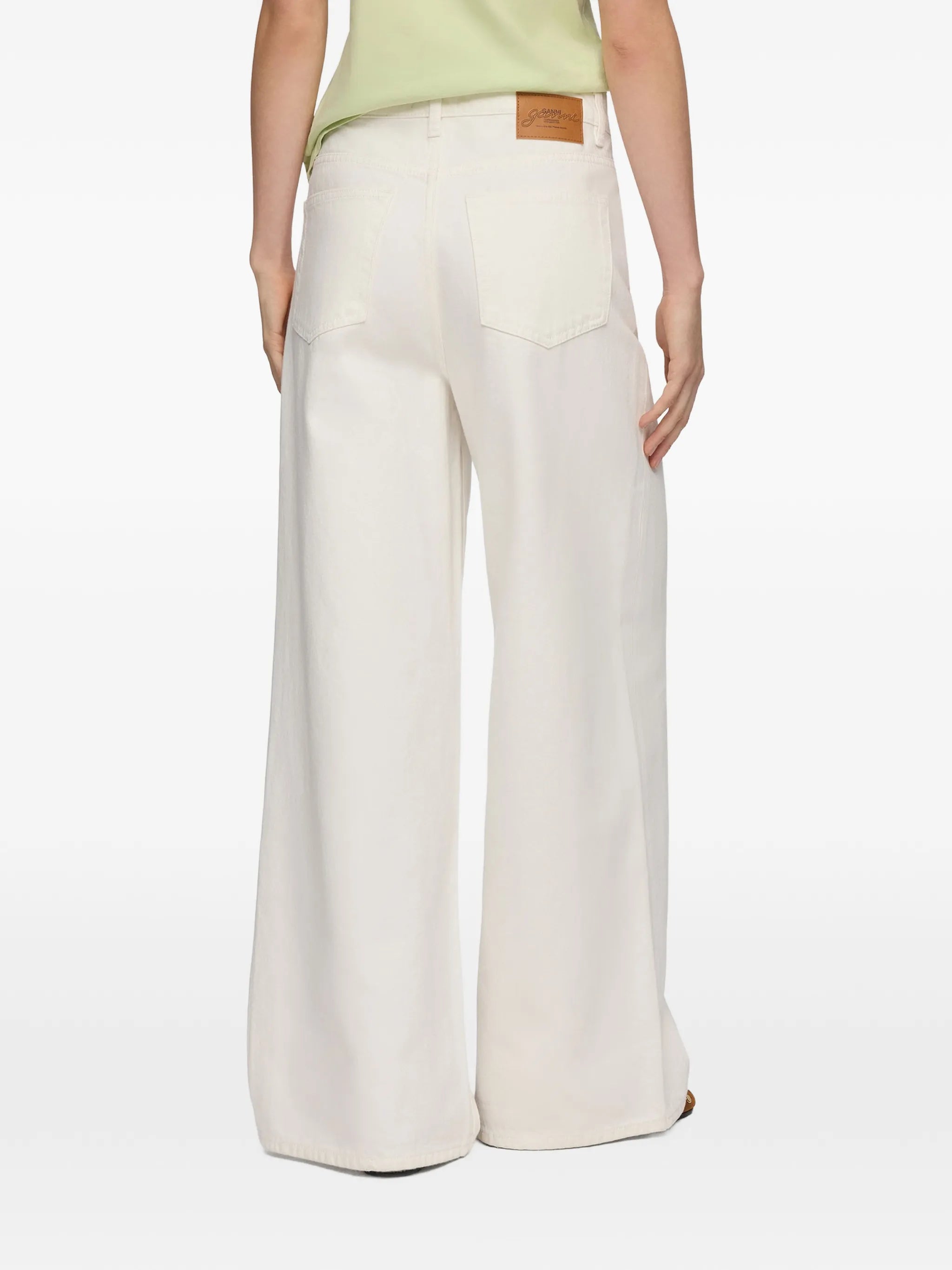 lace-trim straight-leg jeans
