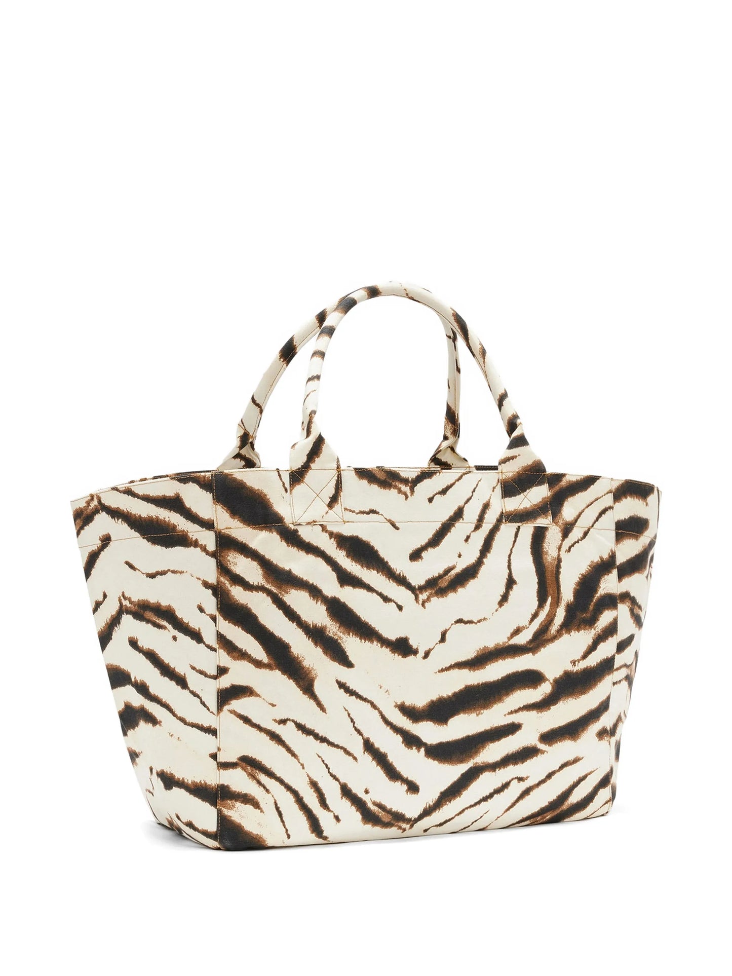 zebra-print logo-embroidered tote bag