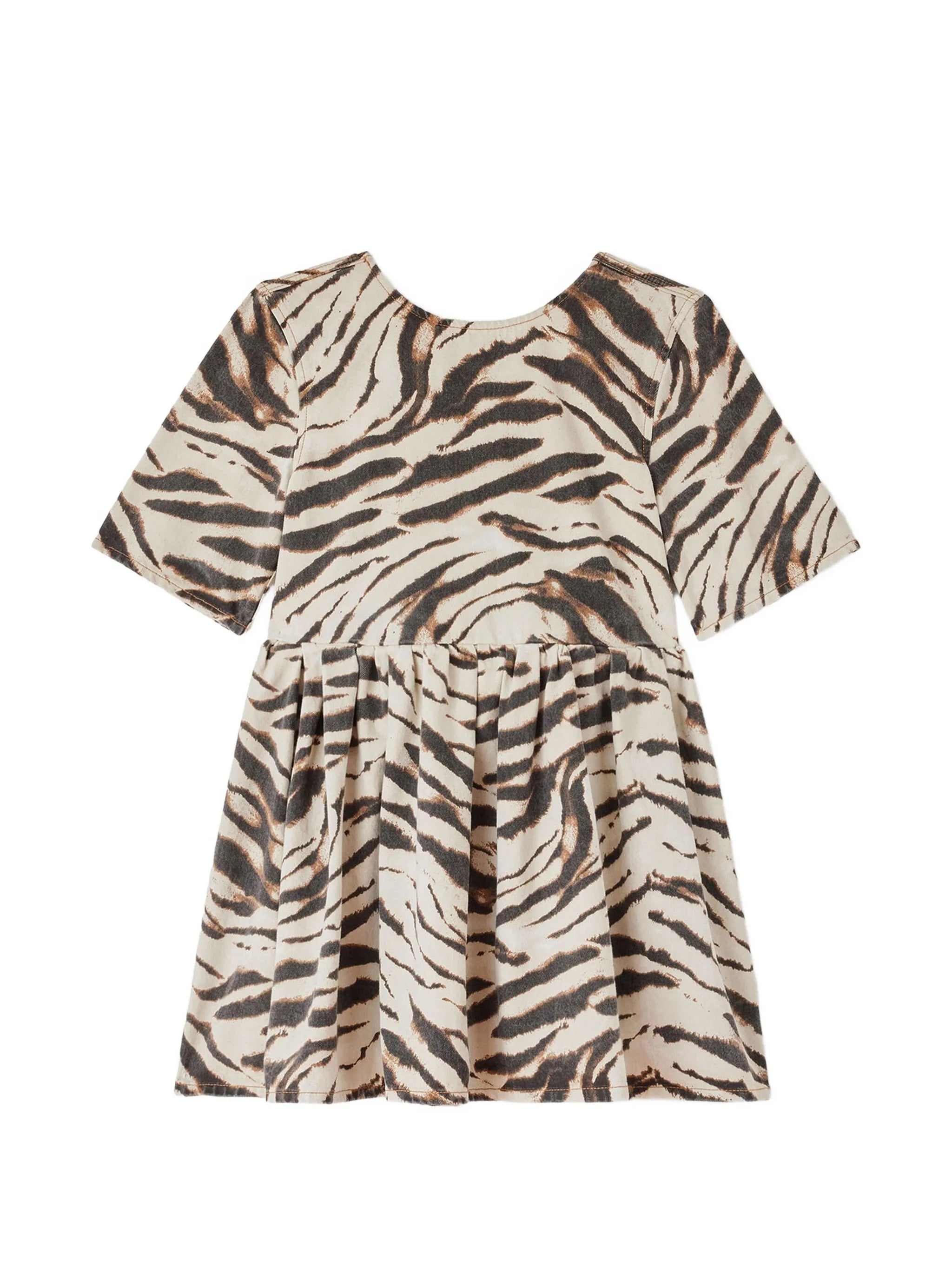 zebra-print denim dress