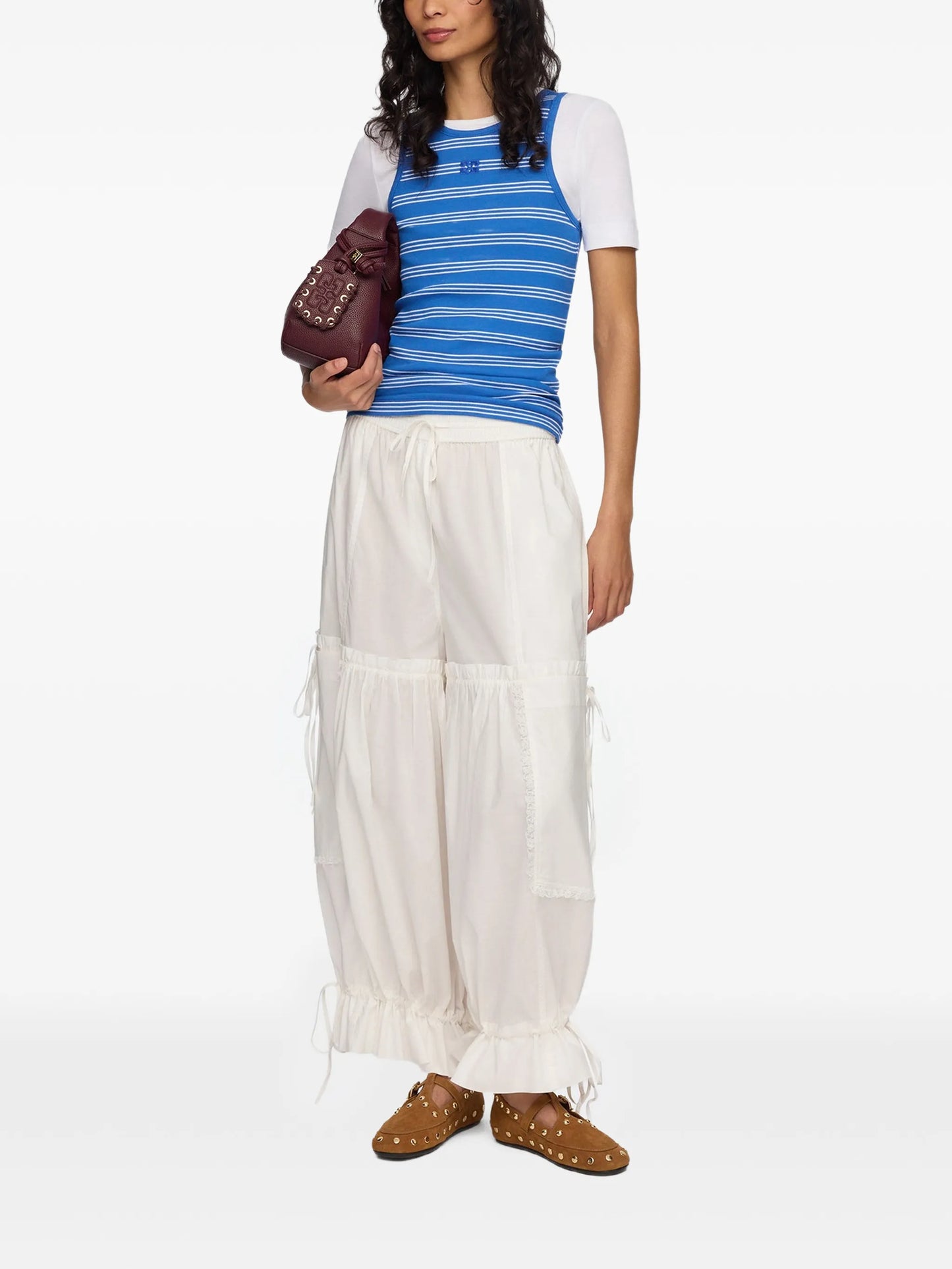 ruffled drawstring trousers