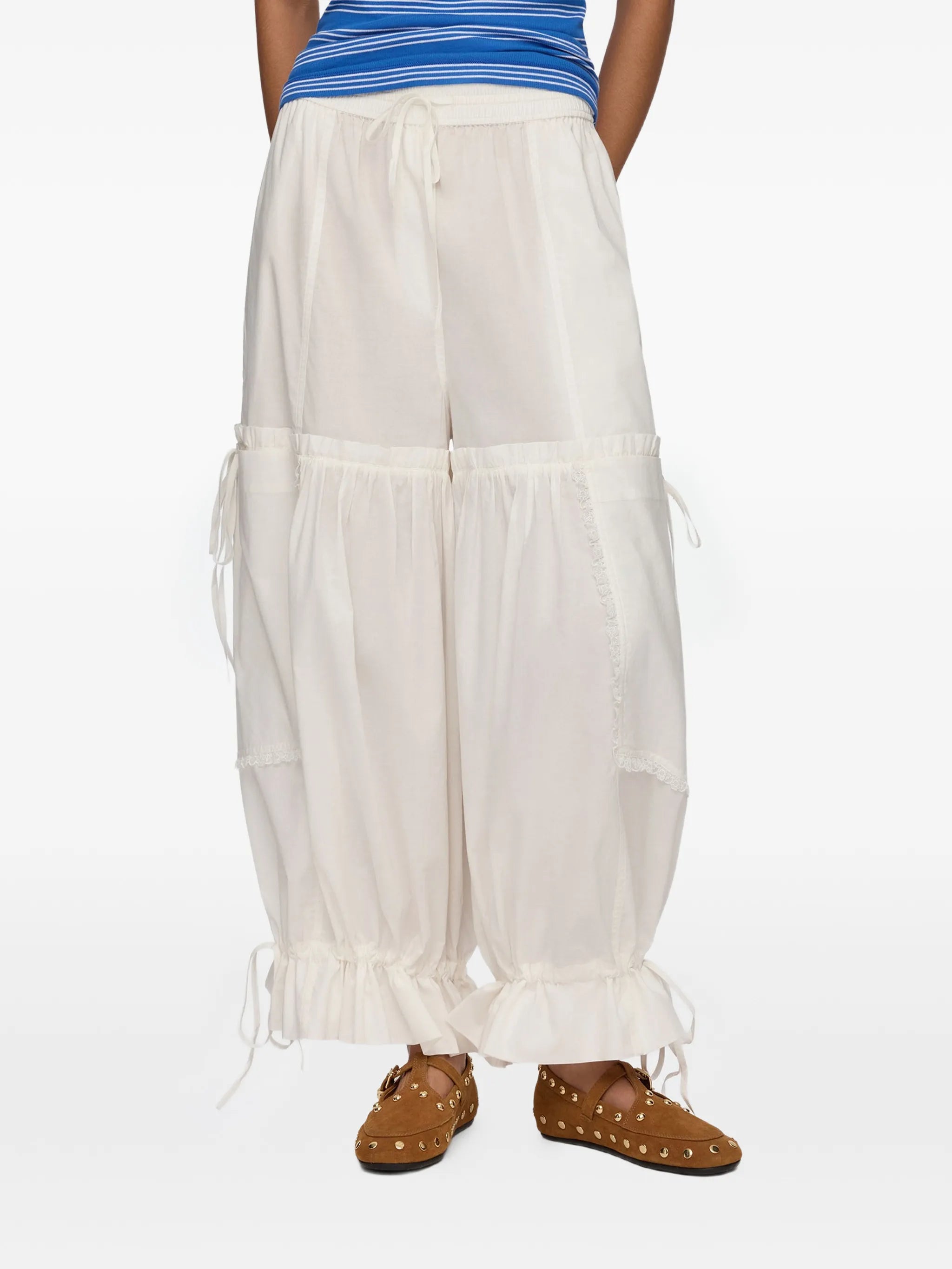 ruffled drawstring trousers