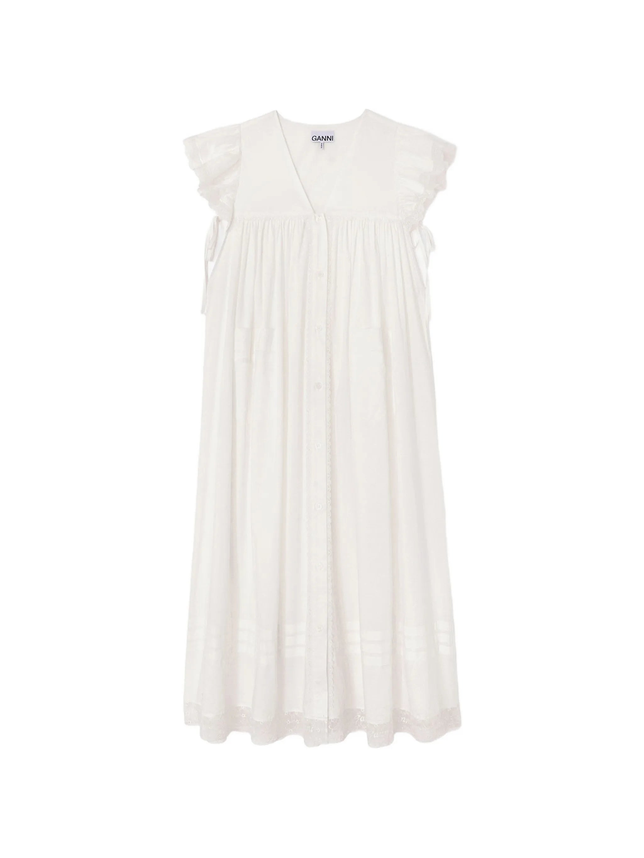 lace-trim ruffled dress