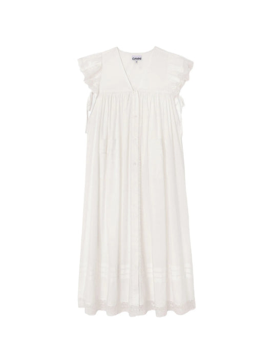 lace-trim ruffled dress